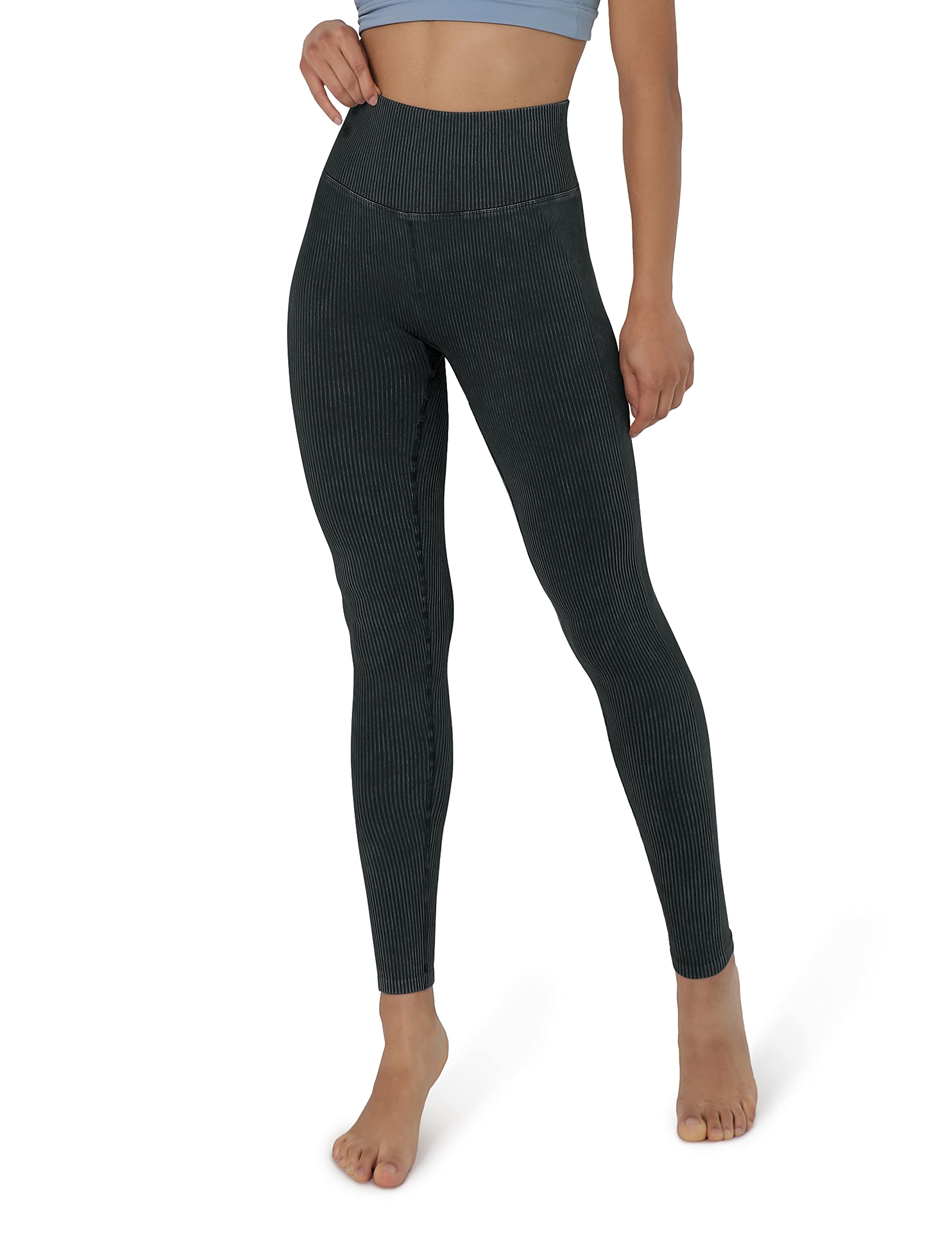 ODODOS High Waisted Seamless Leggings for Women - Acid Washed Ribbed Yoga Pants for Workout, Gym & Running - Comfortable Stretchy Activewear for Fitness, Lounge & Everyday Wear