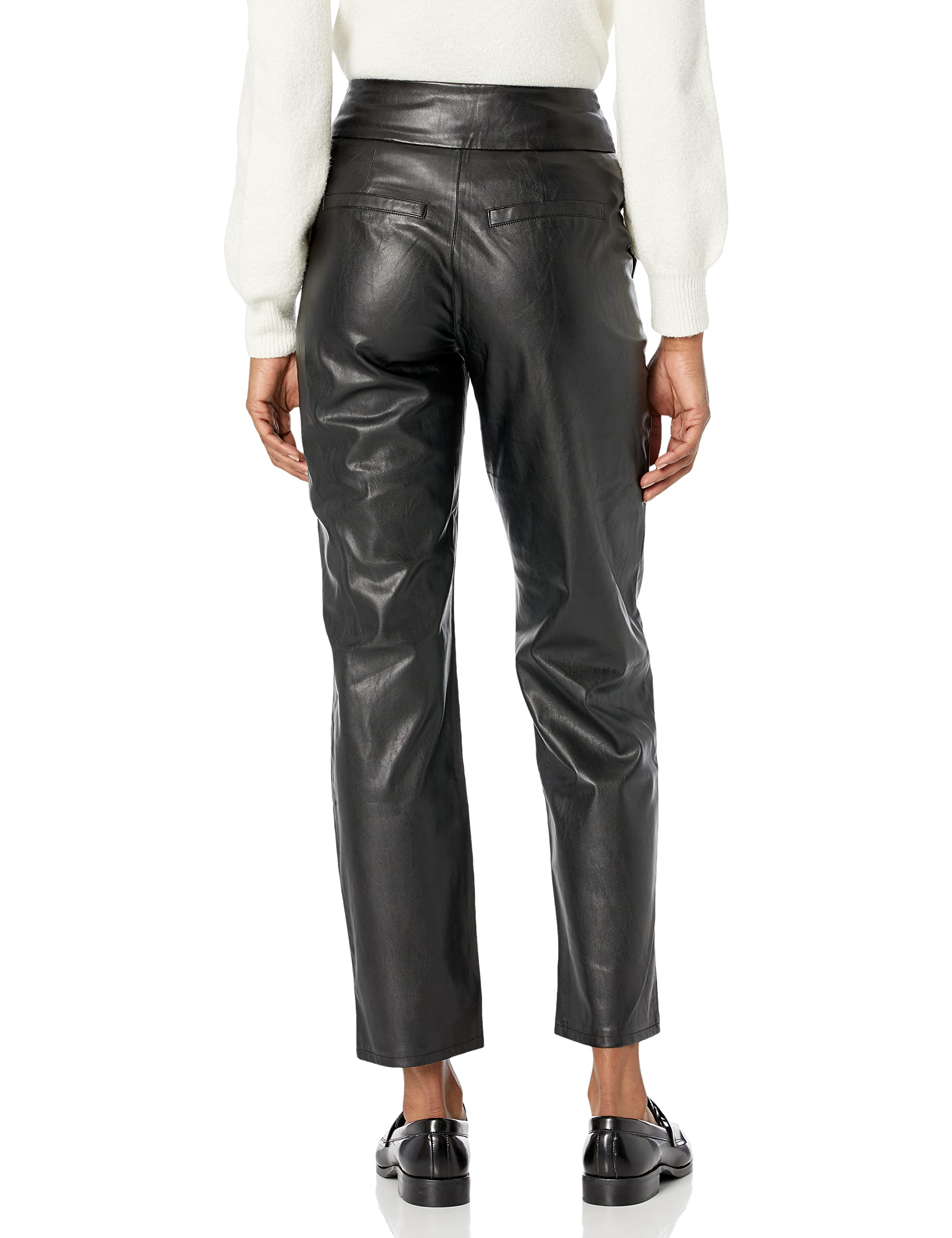 PAIGE Women's Jazz Vegan Leather Straight Leg Pants - 4-Way Stretch, High Waist, Comfort Fit for Work, Travel & Everyday Wear