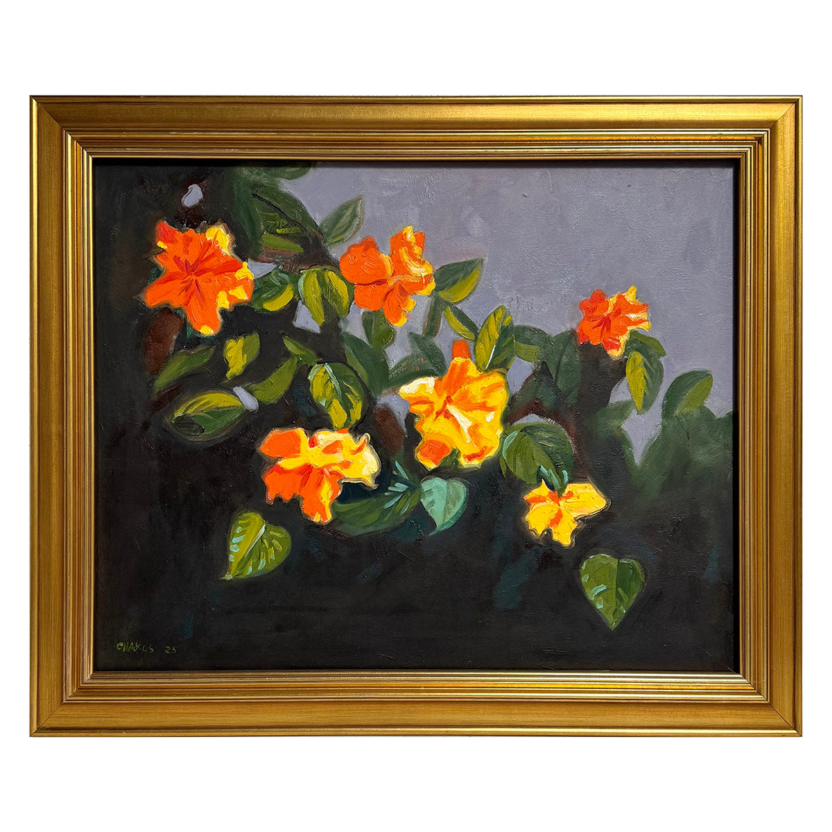 Contemporary Floral Painting Signed - Handmade Wall Art Decor for Living Room, Bedroom & Office