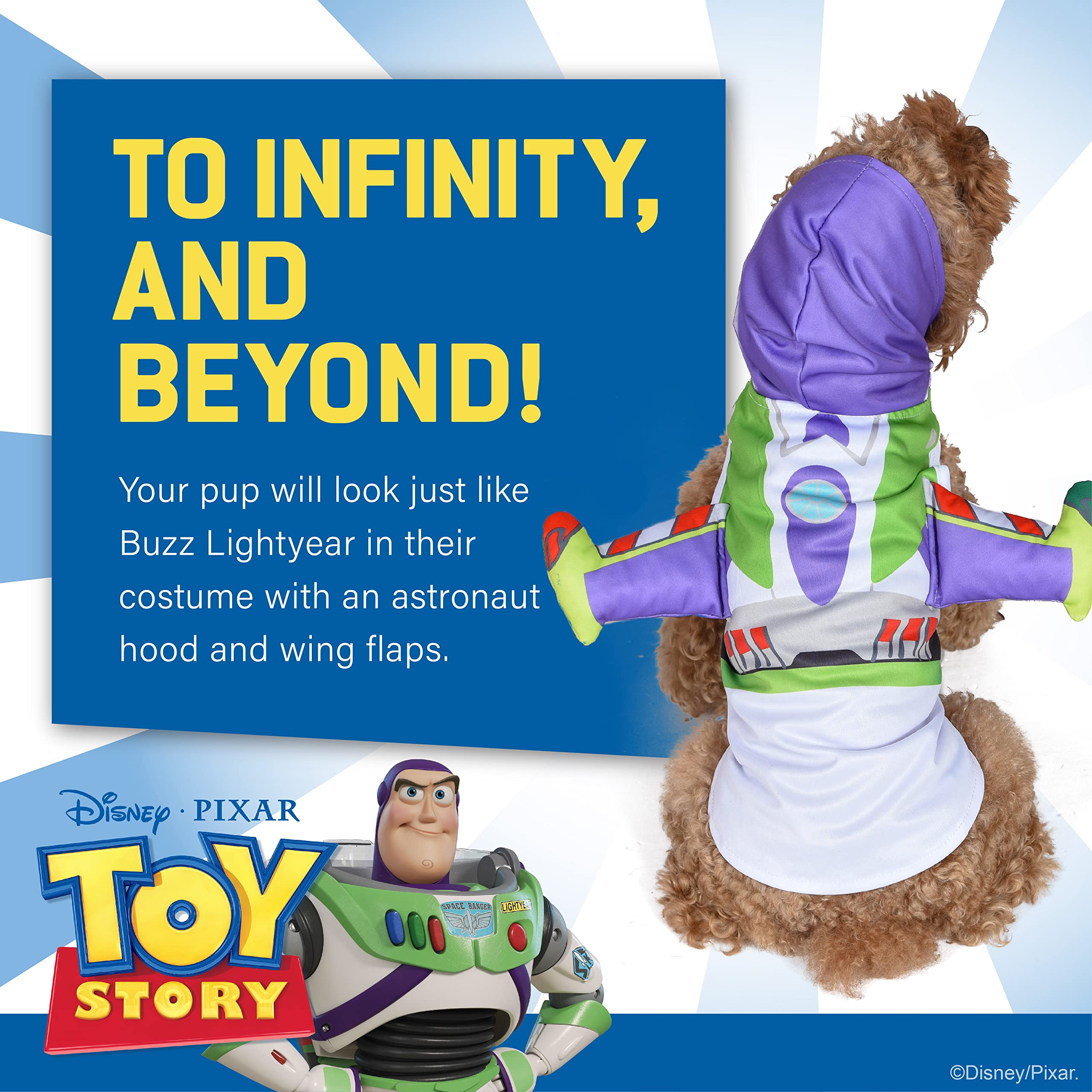 Disney Toy Story Buzz Lightyear Dog Costume - XS Small Halloween Pet Outfit, Officially Licensed Disney Pet Costume for Dogs & Puppies - Perfect for Halloween Parties, Dress-Up & Photo Shoots