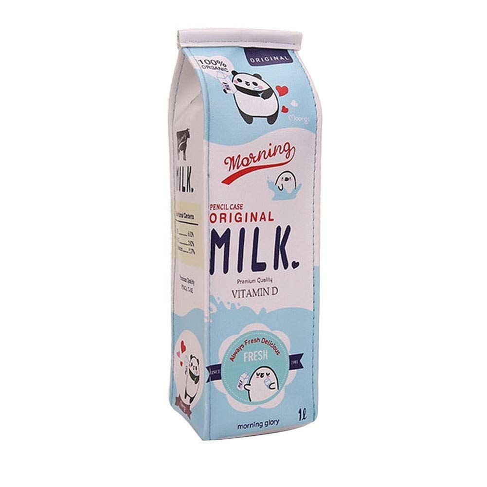 Simulated Milk Carton Pencil Case - Cute School Stationery Pouch for Kids & Teens | Creative Makeup Bag for Girls | High-Quality Blue Organizer for School Supplies, Art Tools & Cosmetics | Perfect Gift for Students, Back-to-School & Birthday Presents