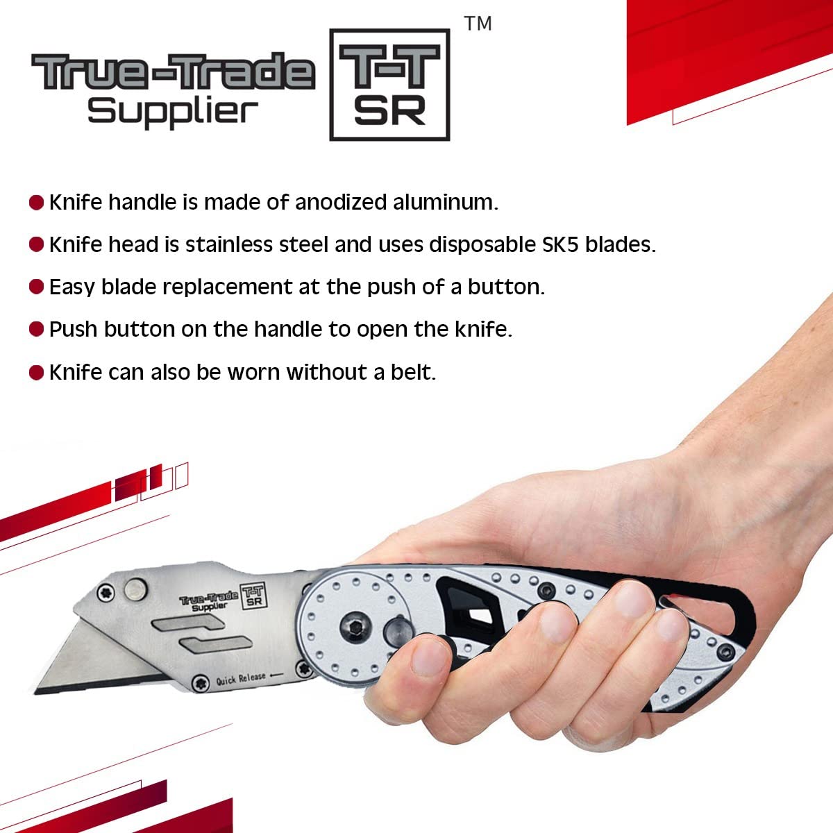 Heavy Duty Folding Utility Knife with Maintenance Tool - Stainless Steel Box Cutter with Nylon Holster & Belt Clip - Durable Roofing Knife with 1-Year Warranty - Perfect for Construction, DIY Projects, and Packaging Work