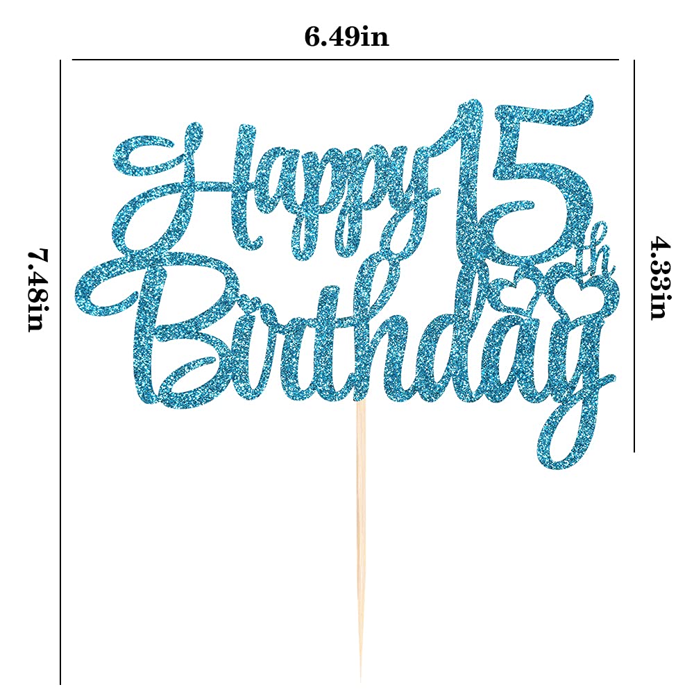 Blue Flash 15th Birthday Cake Topper - Happy 15th Birthday Party Decorations for Sweet 16 Celebration | Perfect for Birthday Cakes, Cupcakes & Dessert Table Displays