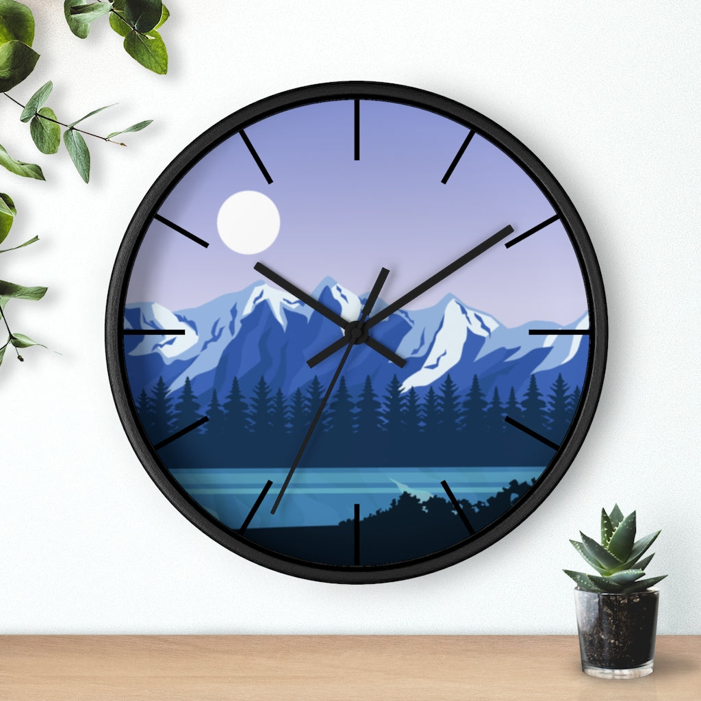 Blue Mountain Wall Clock - Large Silent Non-Ticking Modern Decor for Living Room, Bedroom & Office - Perfect for Home, Office & Gifts