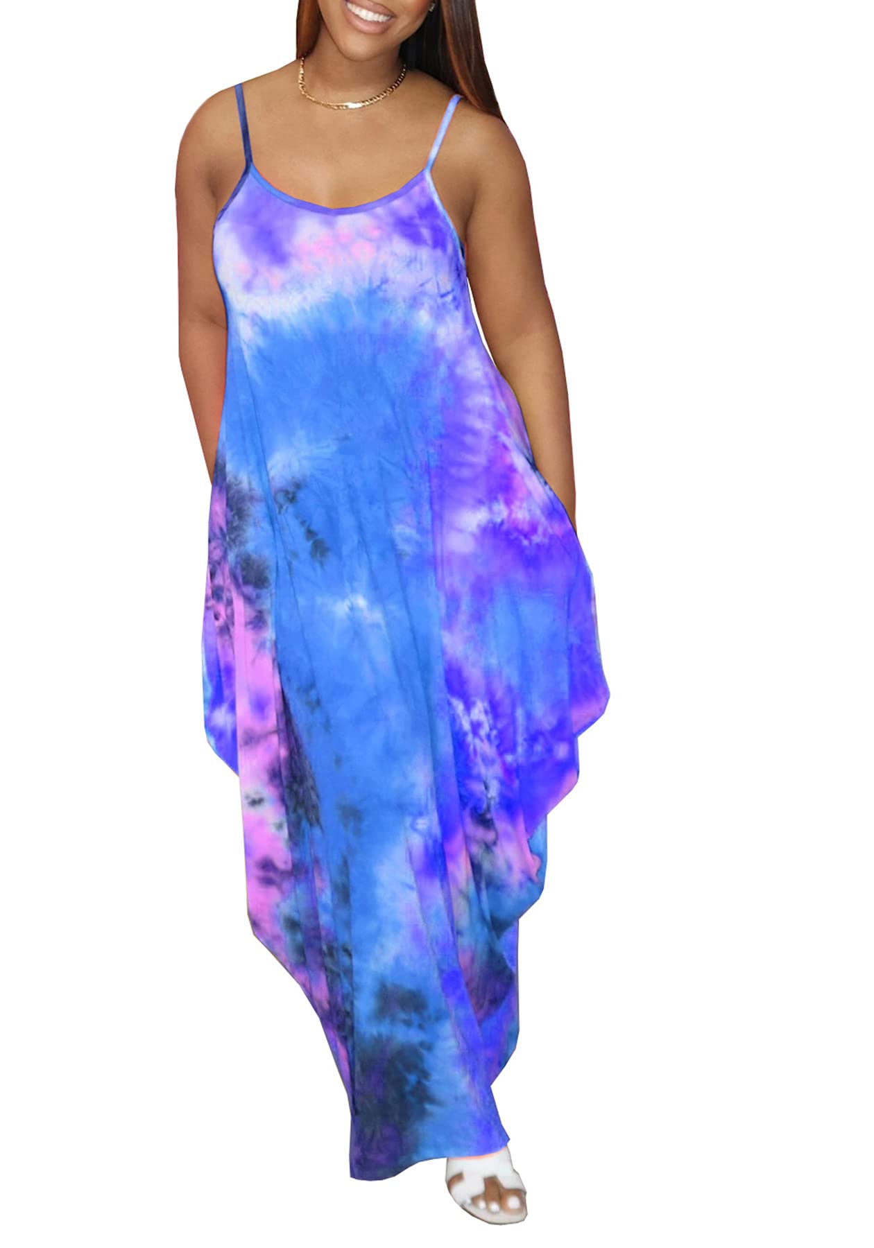 Tbahhir Women's Summer Halter Dress - Sexy Backless Flowy Maxi Sundress for Beach Vacation, Pool Party & Date Night | Lightweight Comfortable Casual Dress