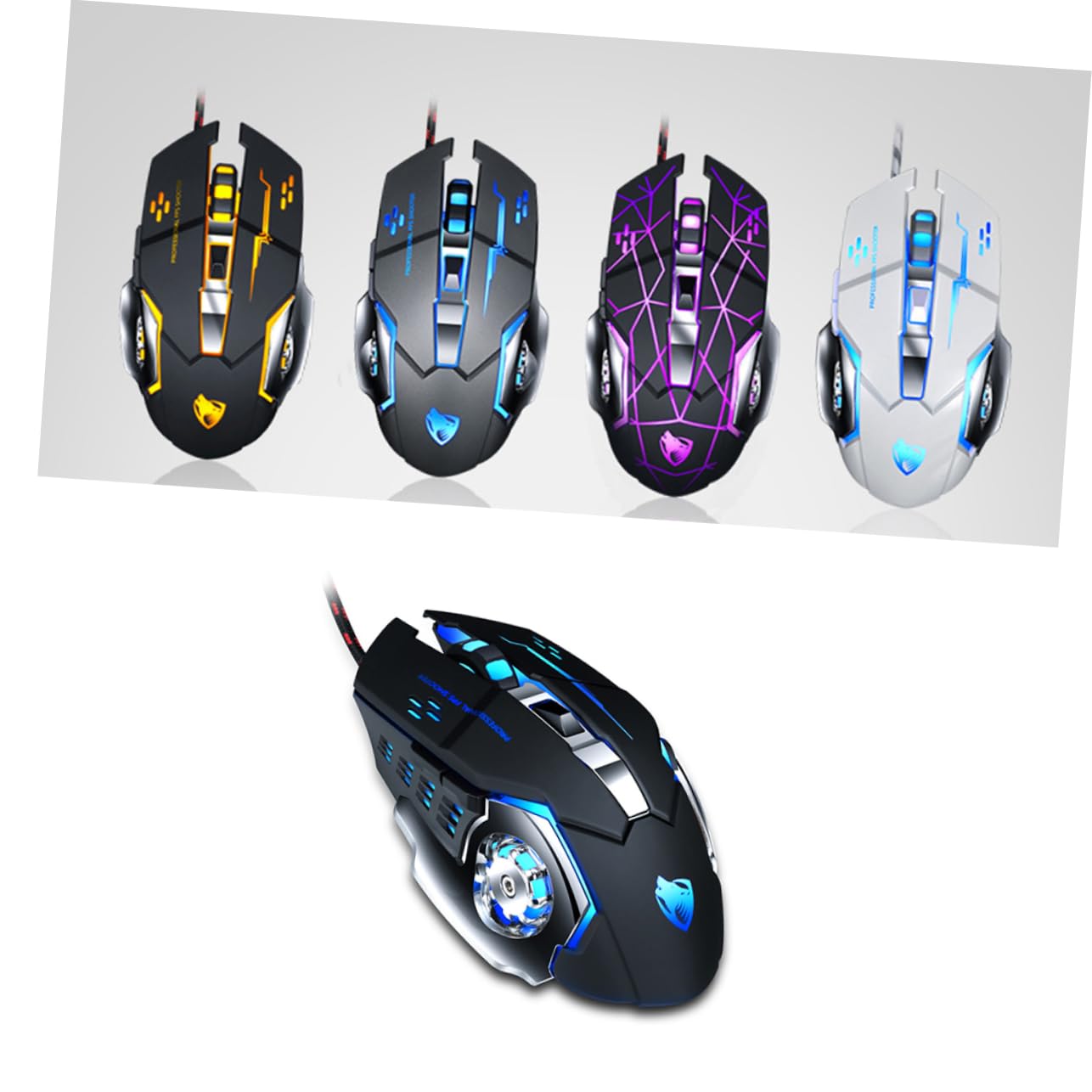 Jojofuny V6 Wired Optical Gaming Mouse with Programmable Buttons - USB Ergonomic Computer Mouse for Laptop & Desktop - Perfect for Gaming, Office Work & Graphic Design