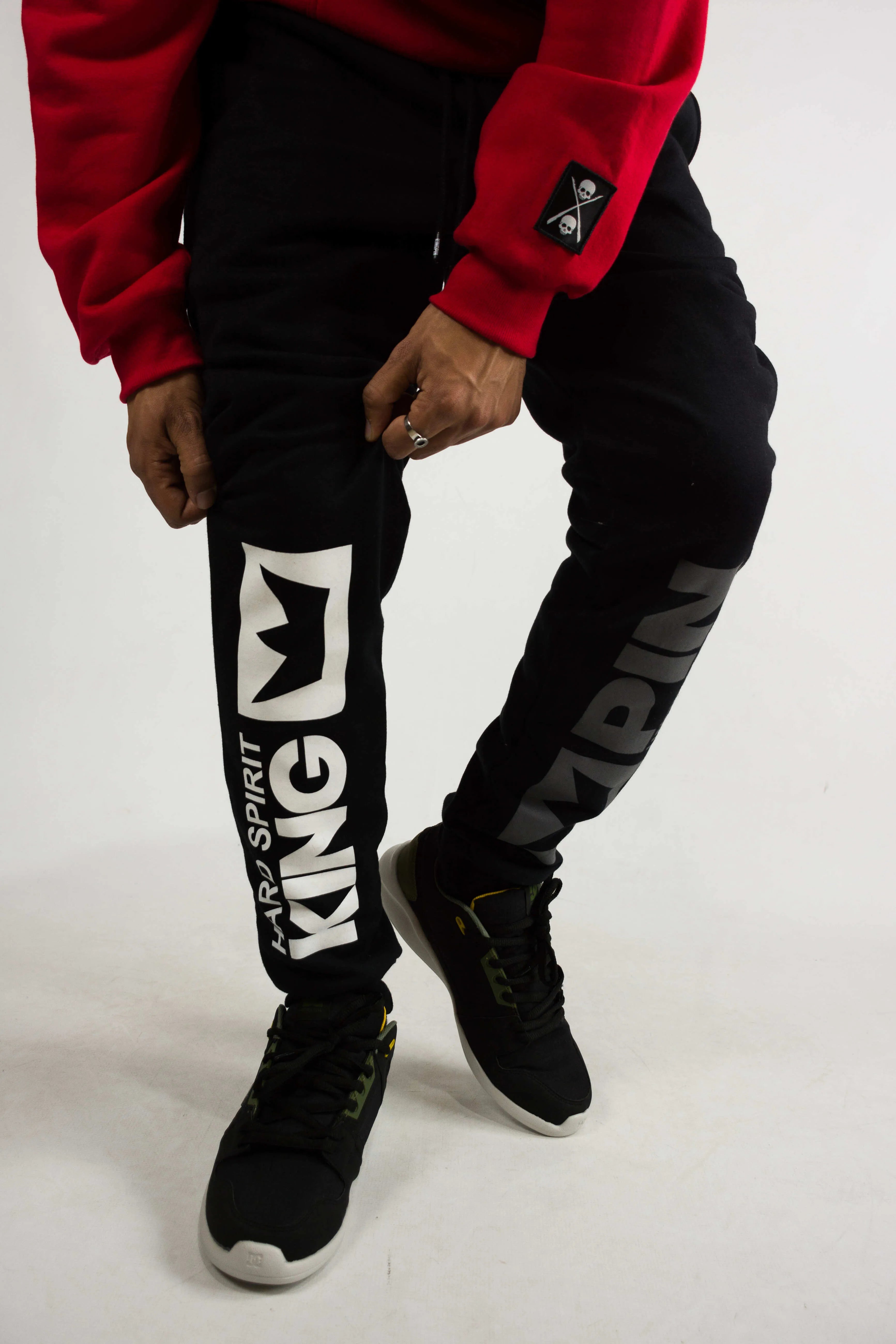 Jogging Kingpin Men's Black Double Print Running Shorts - Perfect for Gym, Workouts & Outdoor Sports