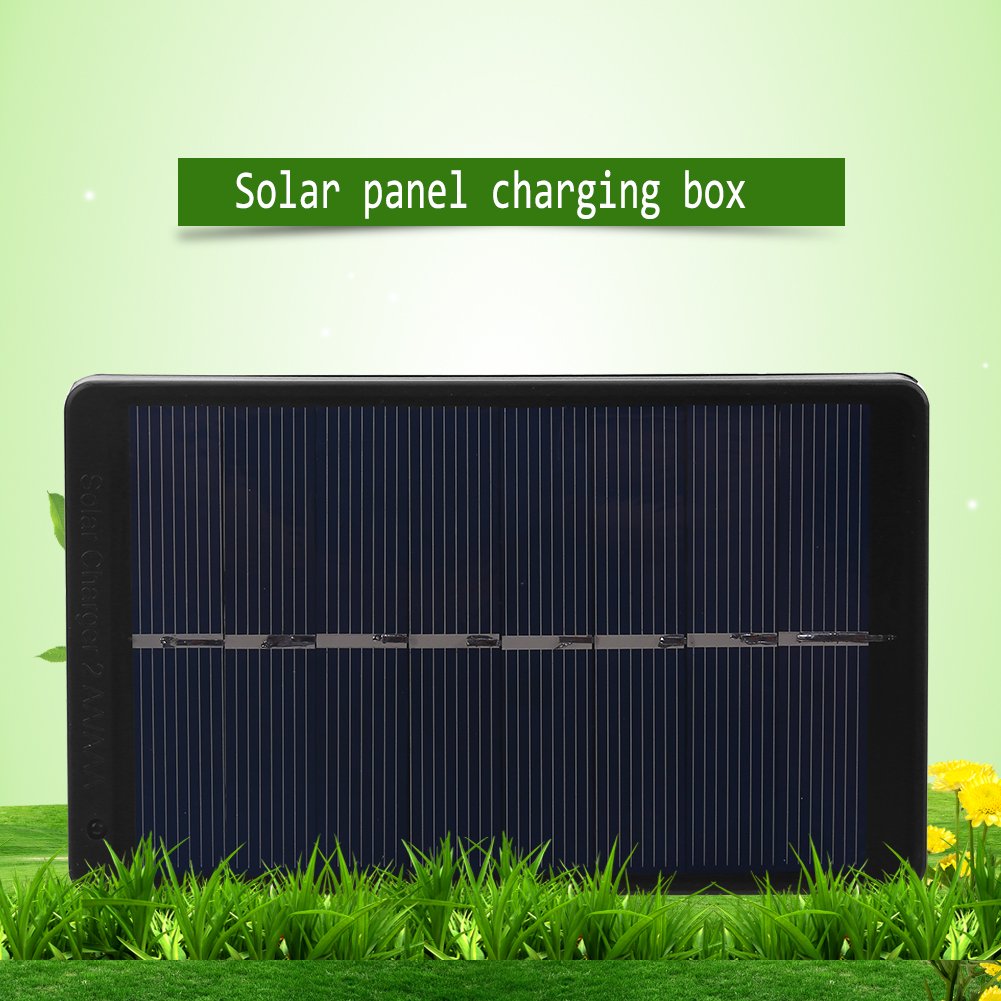1W 4V Solar Panel Charger for AA/AAA Batteries - Portable Solar Charging Box with USB Output - Perfect for Camping, Hiking & Emergency Power Supply