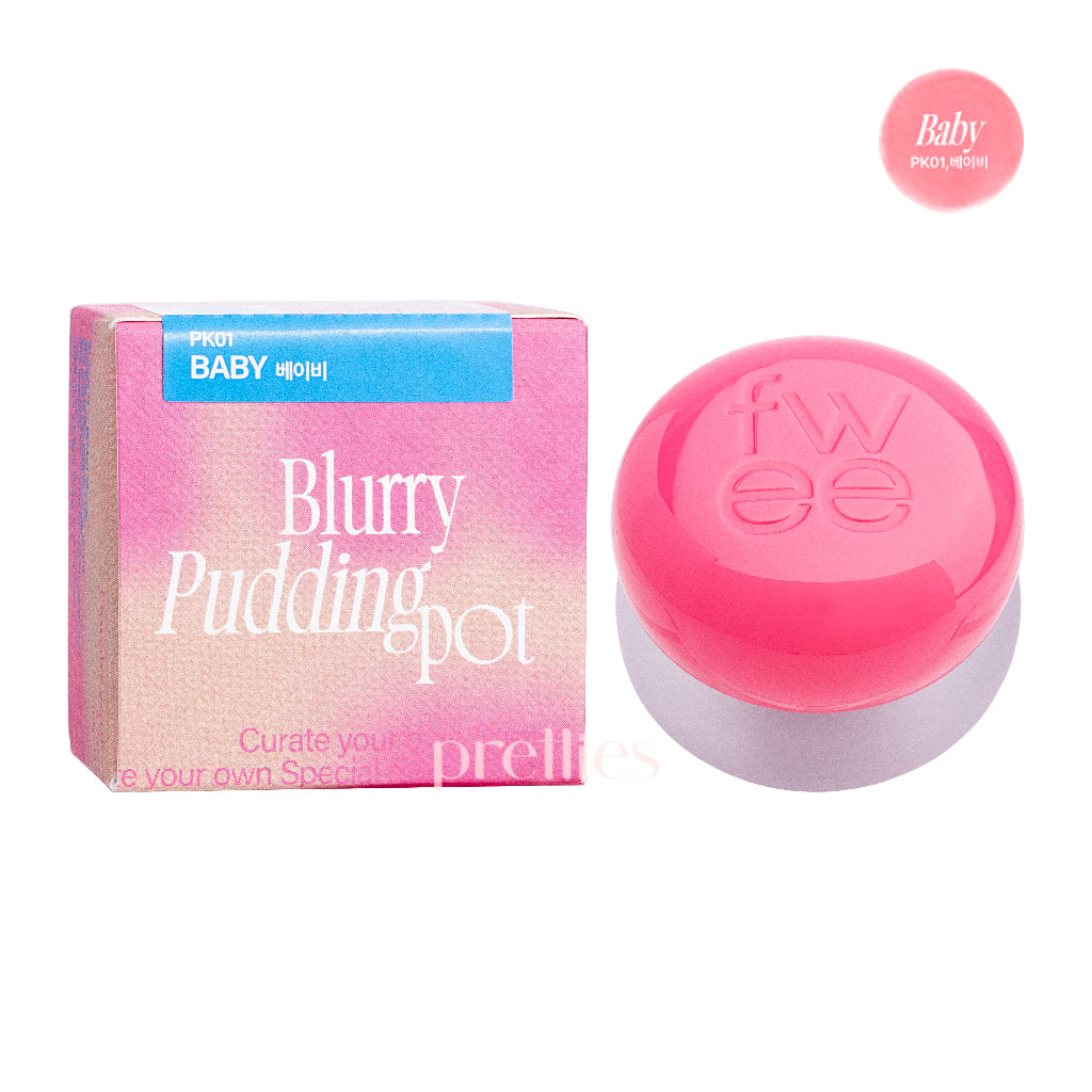 Fwee Lip & Cheek Blur Pudding Pot 5g - PK01 Baby Pink | Creamy Blush & Lip Tint for Natural Makeup Look | Perfect for Everyday Wear & On-The-Go Touch Ups