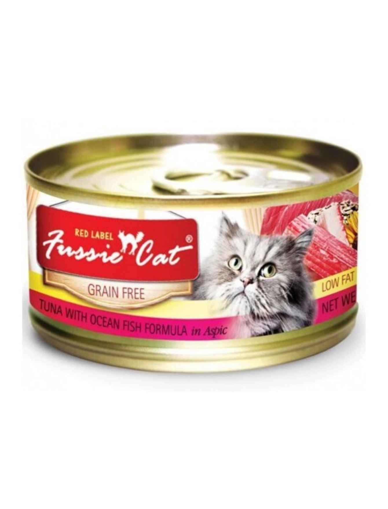 Premium Fussie Cat Red Label Tuna & Ocean Fish Wet Cat Food - 80g High Protein Meal for Adult & Senior Cats - Perfect for Picky Eaters & Indoor Cats