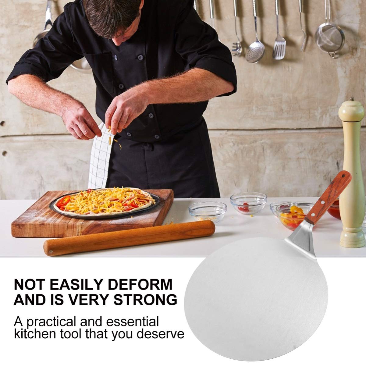 DOITOOL Stainless Steel Pizza Spatula - Professional Pizza Peel for Baking, Serving & Transferring - Perfect for Kitchen, Restaurants & Outdoor BBQ - Non-Stick Pizza Turner, Cake Lifter & Bread Server Tool