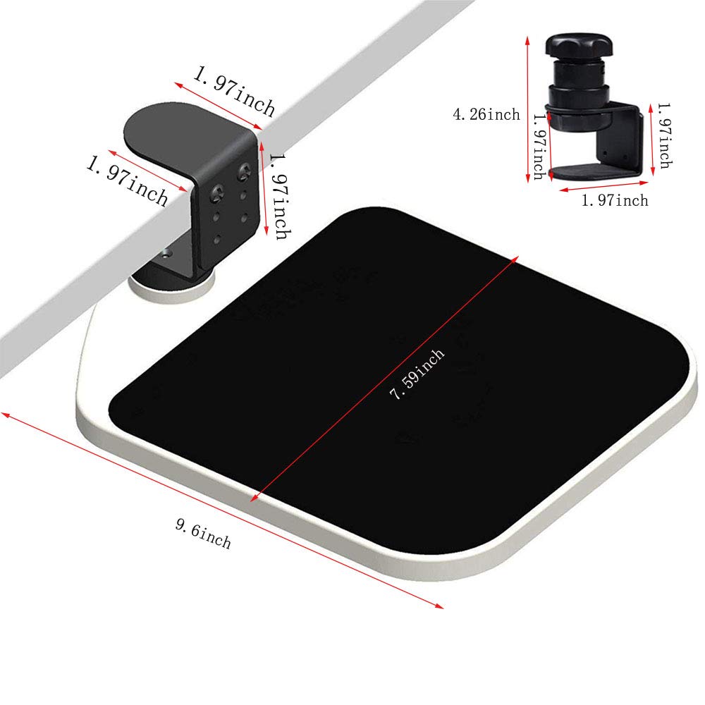 FUZADEL Adjustable Under Desk Mouse Platform - 360° Swivel Clamp-On Mouse Tray with Wrist Rest | Ergonomic Computer Accessory for Office & Gaming Setup