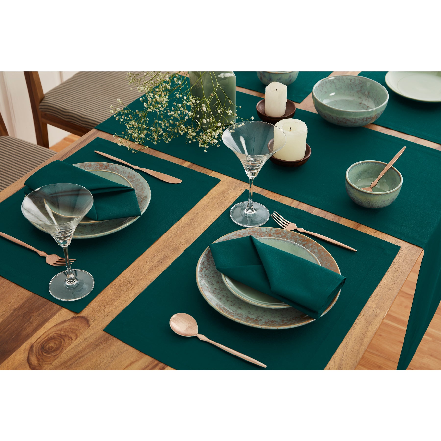 Premium Dru Cotton Linen Table Runner - Natural Woven Table Decor for Dining Room, Wedding, Party & Home Decor - Eco-Friendly & Washable