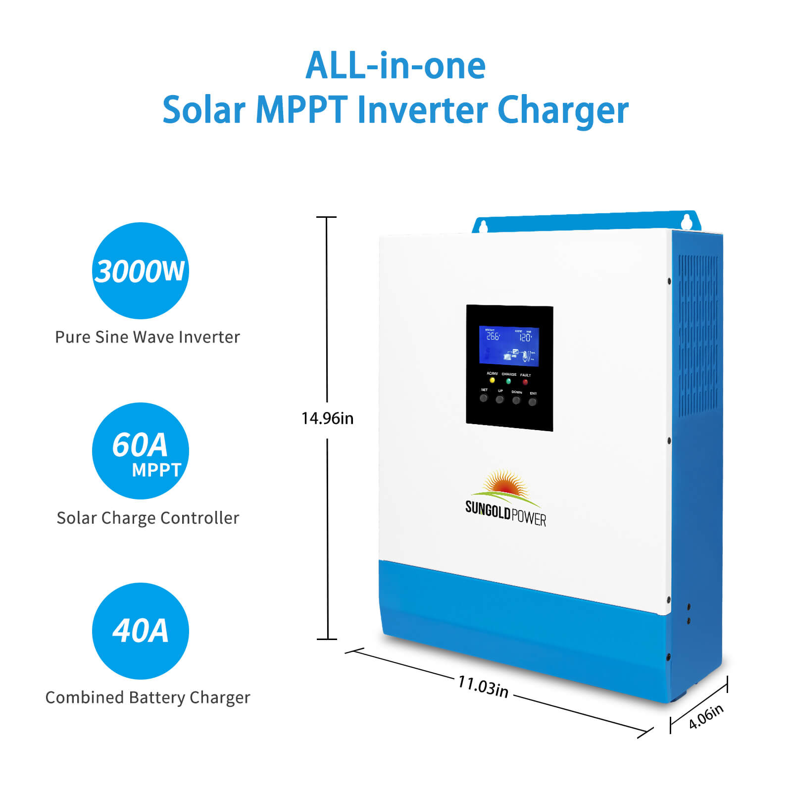 SunGoldPower SGKT 3PRO 3000W 24V Solar Power Kit with 800W Solar Panels & Lithium Battery | 120V Output for Home Backup, RV, Off-Grid Living | Portable Solar Generator for Emergency Power & Outdoor Adventures