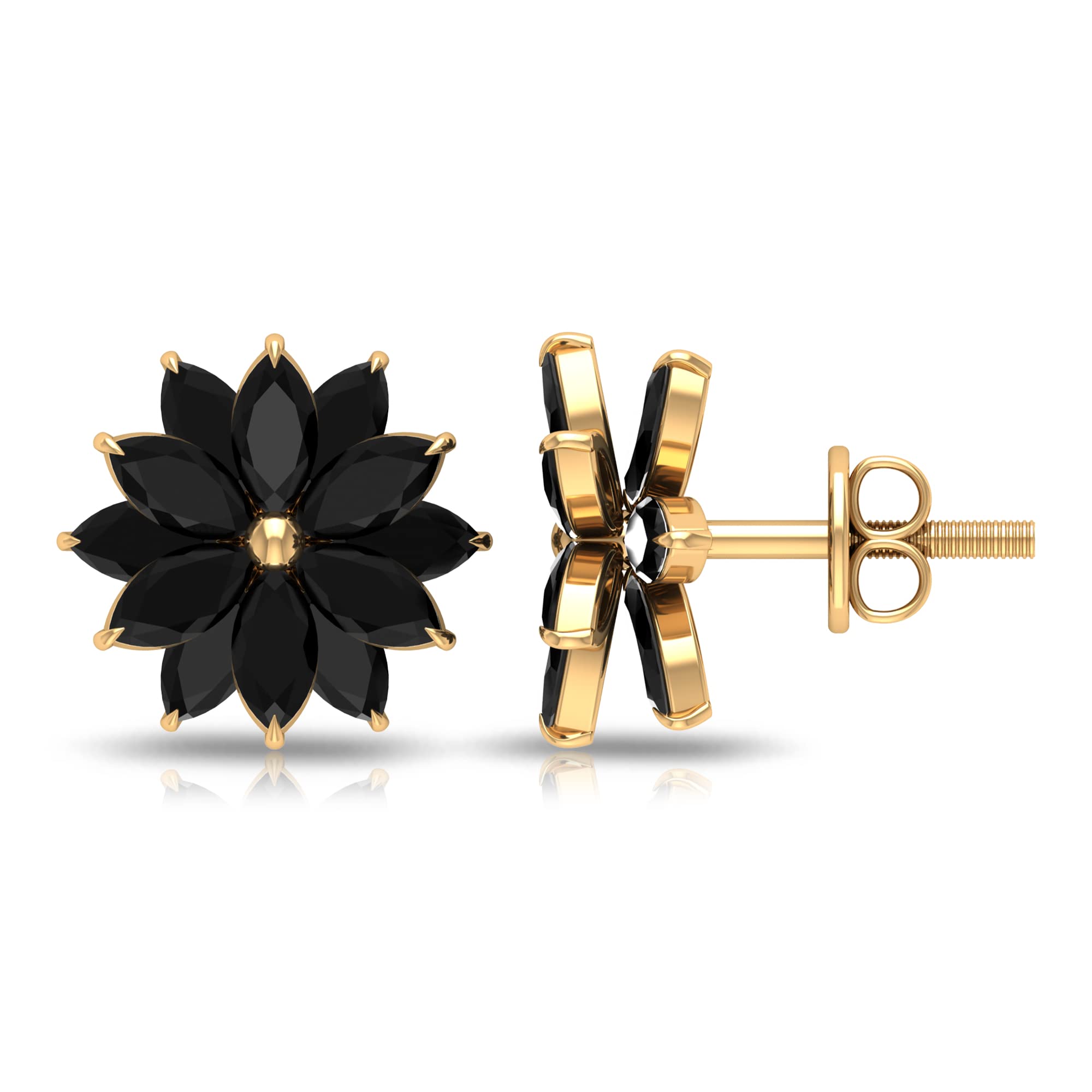Black Onyx Floral Stud Earrings for Women - December Birthstone Jewelry, Elegant Birthday Gift for Her - Perfect for Parties, Weddings & Everyday Wear