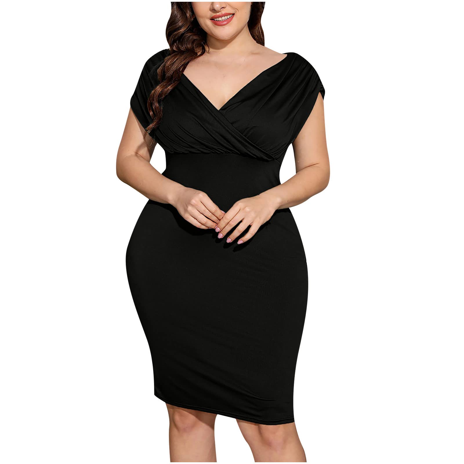 Plus Size Patchwork Swing Dress for Women - Long Sleeve Wrap Skirt Maxi Dress with Flowy Design | Perfect for Casual Outings, Date Nights & Special Occasions