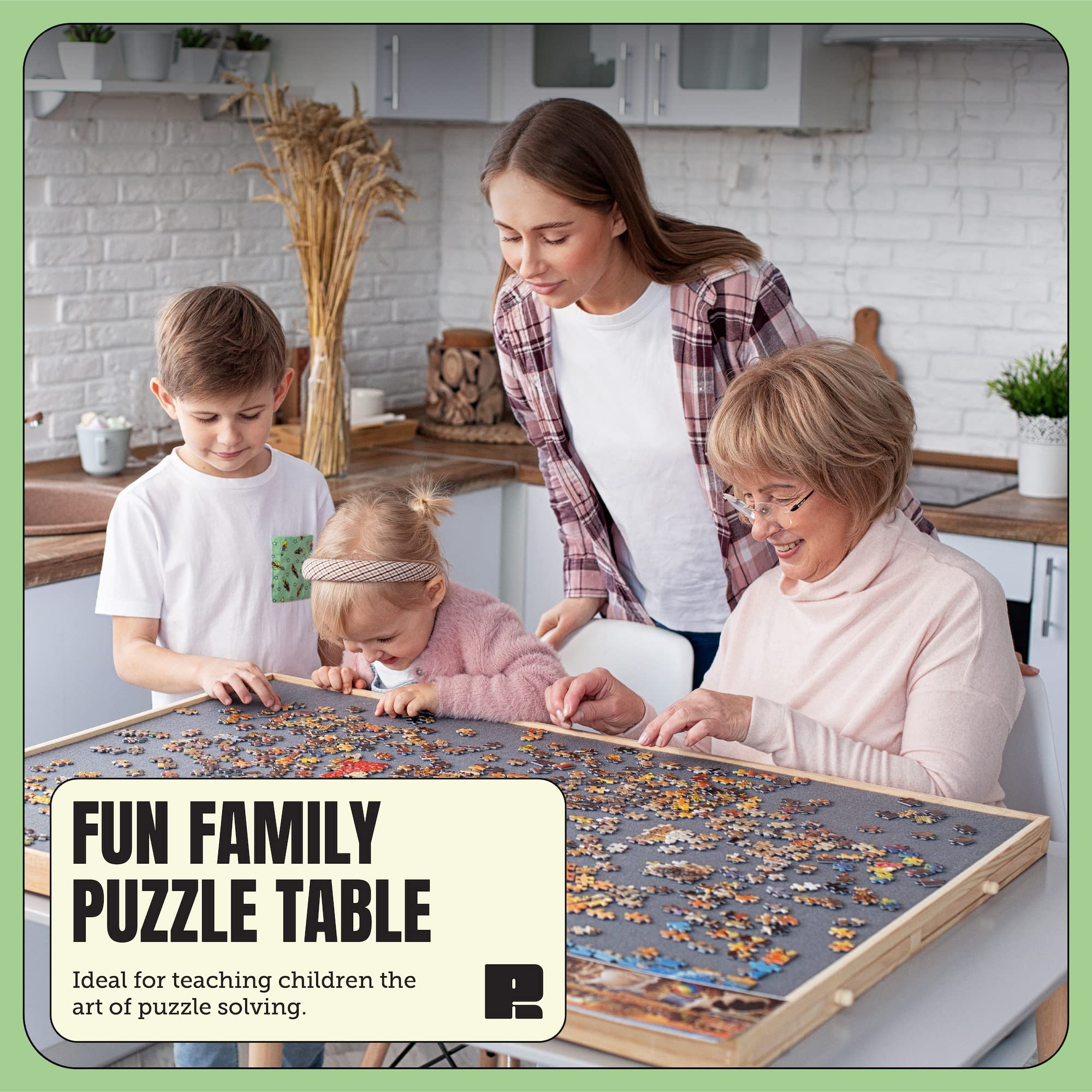 1500-Piece Wooden Jigsaw Puzzle Board with Drawers & Cover Mat - 37