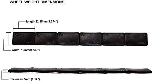 ACCRETION 1/2 Oz Black Adhesive Backed Wheel Weights - 48 Pieces (24 Oz Pack) for Car, Truck & Motorcycle Tire Balancing - Self-Stick Lead-Free Weights for Smooth Ride & Vibration Reduction