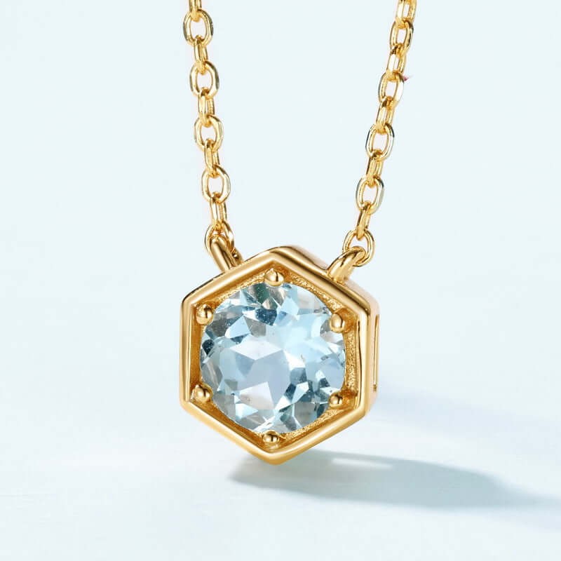 Hexagon Bezel Birthstone Necklace - Personalized Gemstone Jewelry for Women | NL812 | Perfect Gift for Birthday, Anniversary & Mother's Day