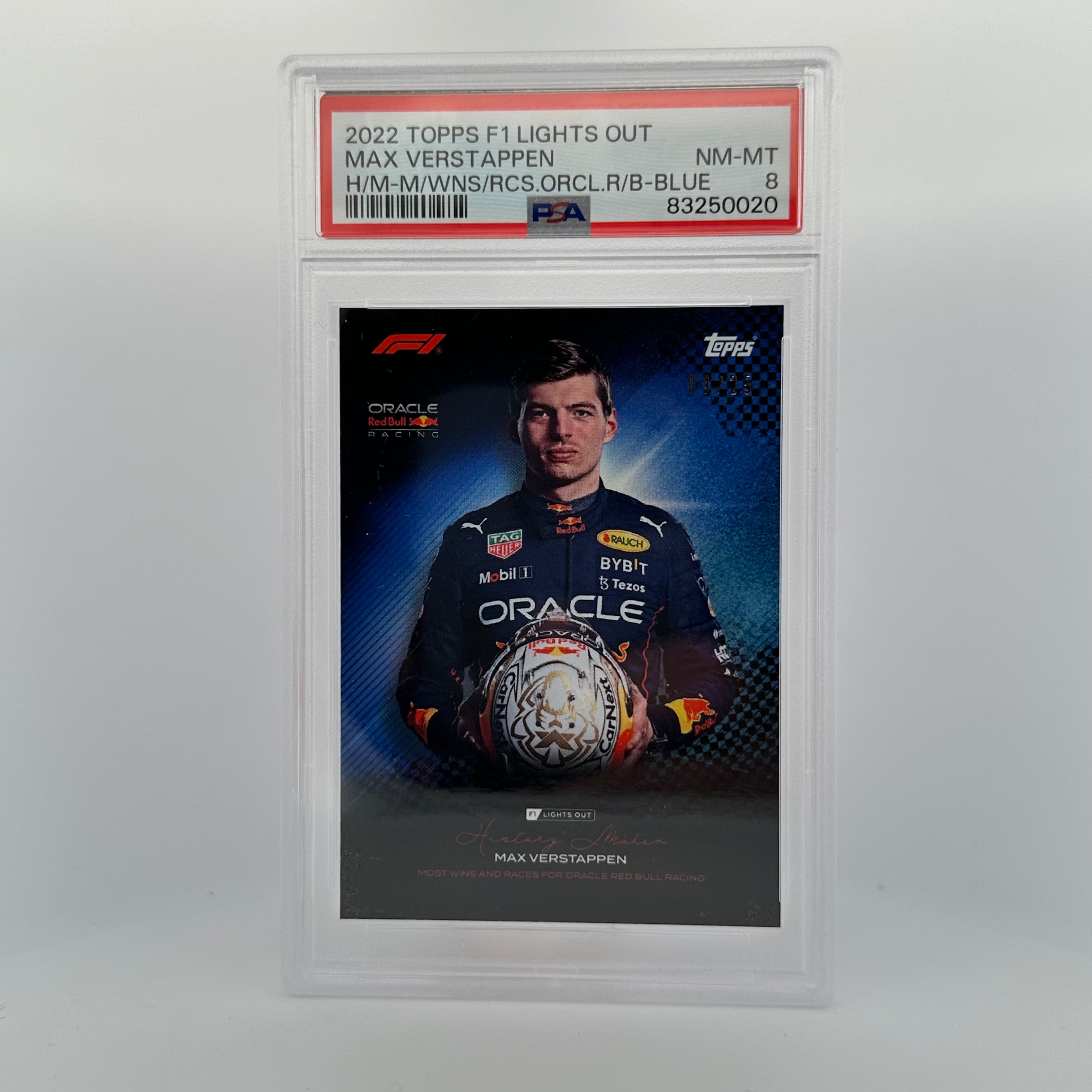 PSA 8 Max Verstappen /25 History Maker Blue Parallel - Rare Trading Card for F1 Collectors & Motorsport Fans - Perfect for Display, Investment & Memorabilia Collections