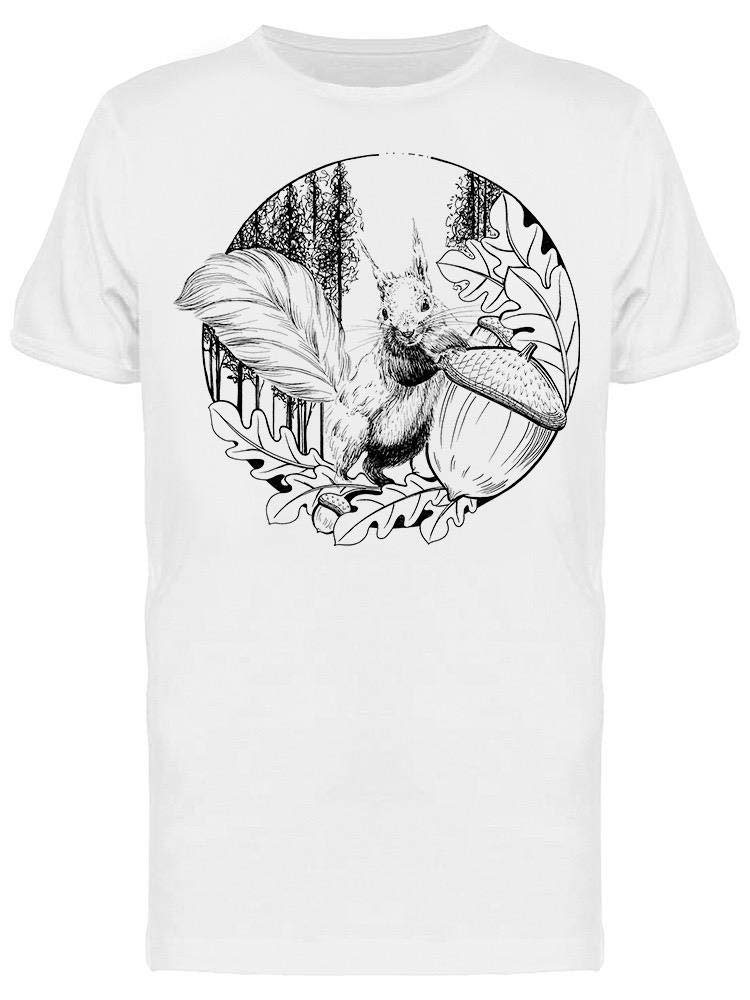Smartprints Squirrel and Landscape Sketch T-Shirt for Men - Casual Graphic Tee for Outdoor Adventures & Urban Streetwear