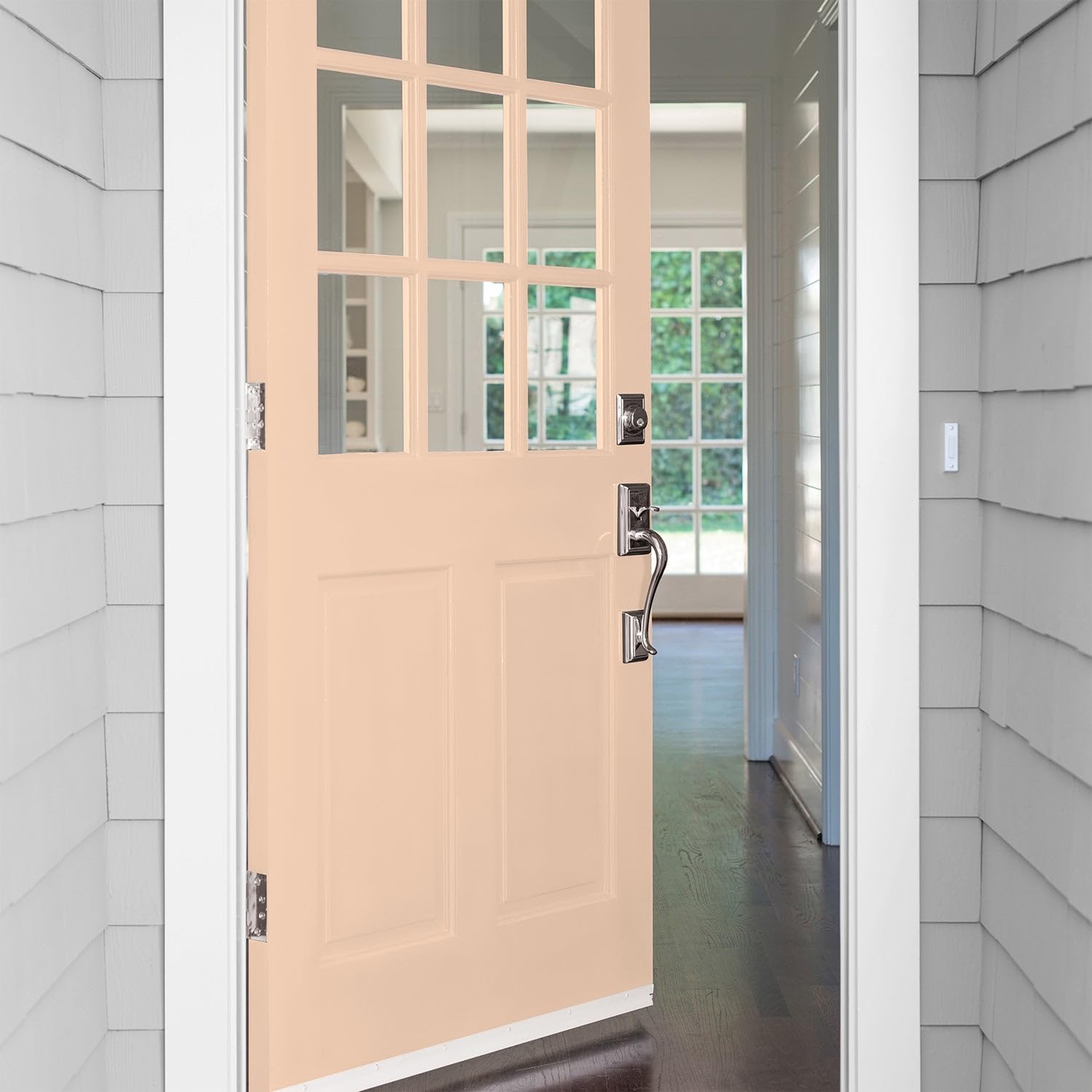 Glidden Exterior Paint and Primer in One - Peach Darling Satin Finish, 5-Gallon Bucket, Weather-Resistant for Outdoor Walls, Fences & Home Exteriors