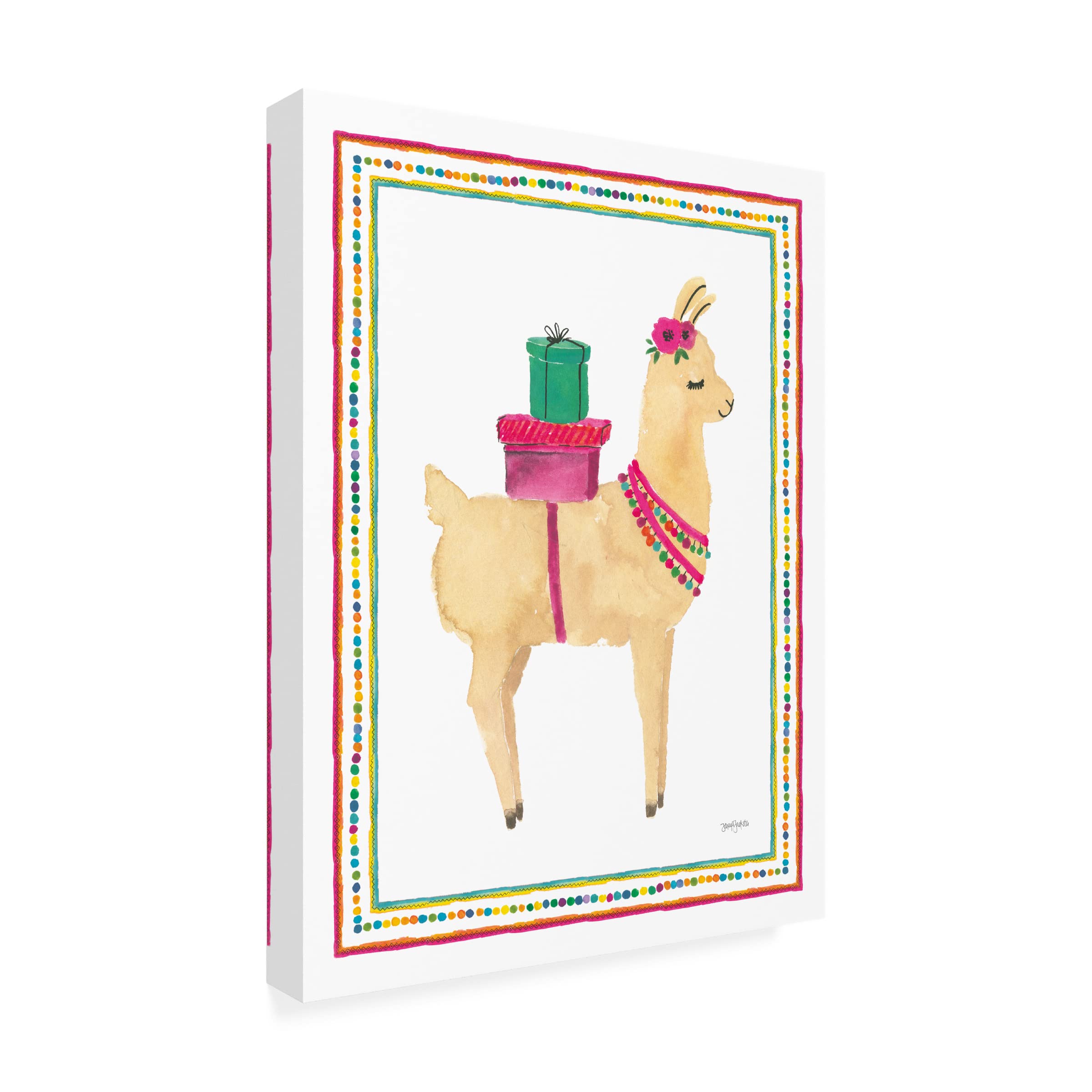 Trademark Fine Art 'La La Llama I' Canvas Wall Art by Jenaya Jackson - Vibrant Animal Painting for Living Room, Nursery & Office Decor