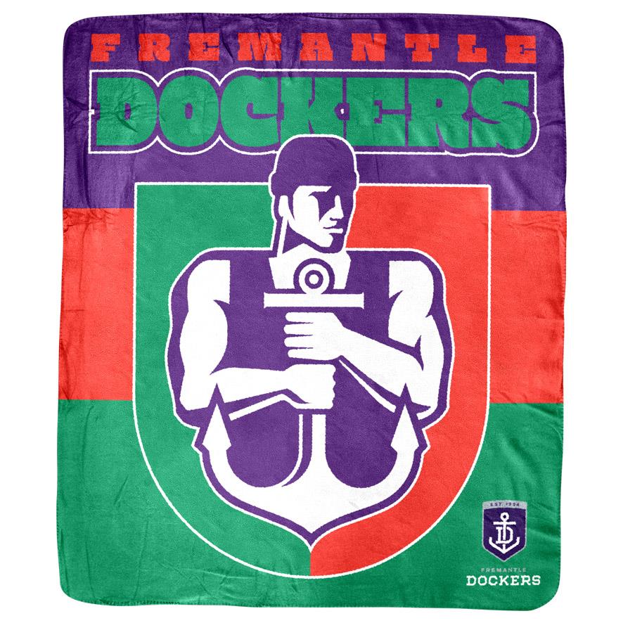Soft AFL Fremantle Dockers Coral Fleece Blanket - Warm & Cozy Team Logo Fleece Rug for Football Fans, Home Decor, Game Day Snuggling