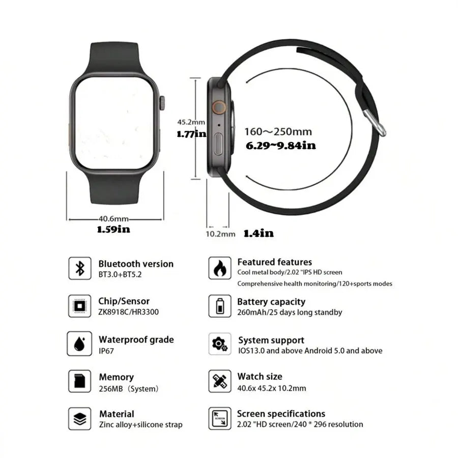 Smart Watch with Call & Message Alerts, Fitness Tracker, Heart Rate Monitor - Wireless Bluetooth Smartwatch for Android & iPhone - Perfect for Workouts, Running & Daily Activity Tracking