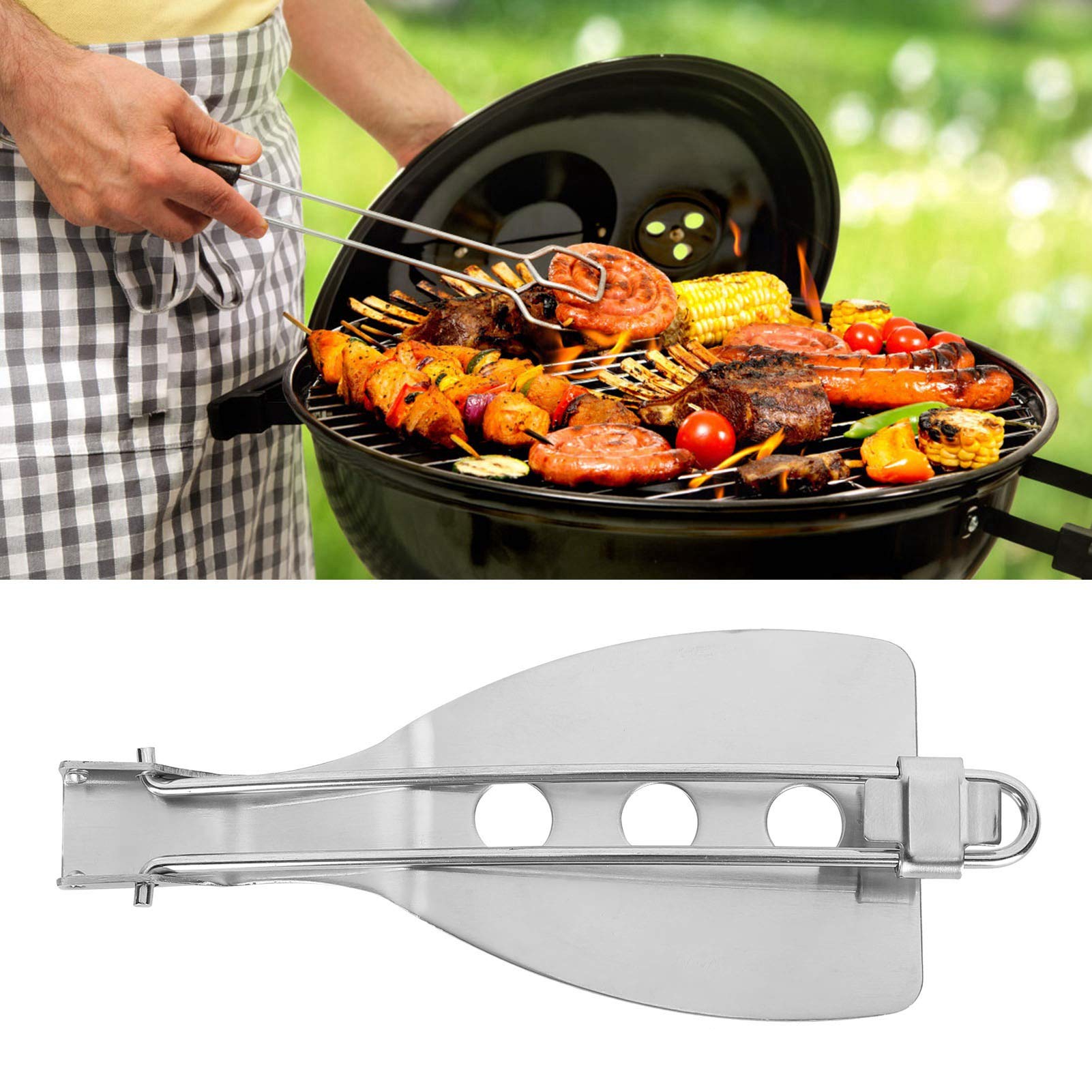 Foldable Camping Spatula with Extendable Handle - Compact Mini Frying Shovel for BBQ, Picnics & Outdoor Cooking - Perfect for Camping, Hiking, Backpacking & Home Kitchen Use