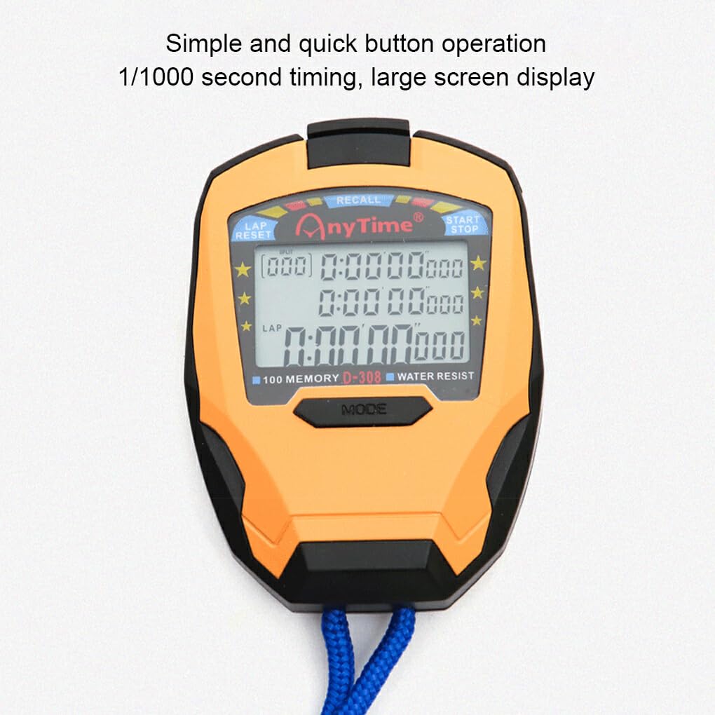 SUIOPPYUW Digital Stopwatch with Countdown Timer - Professional Battery-Powered Sports Stopwatch for Track, Swimming, and Fitness Training