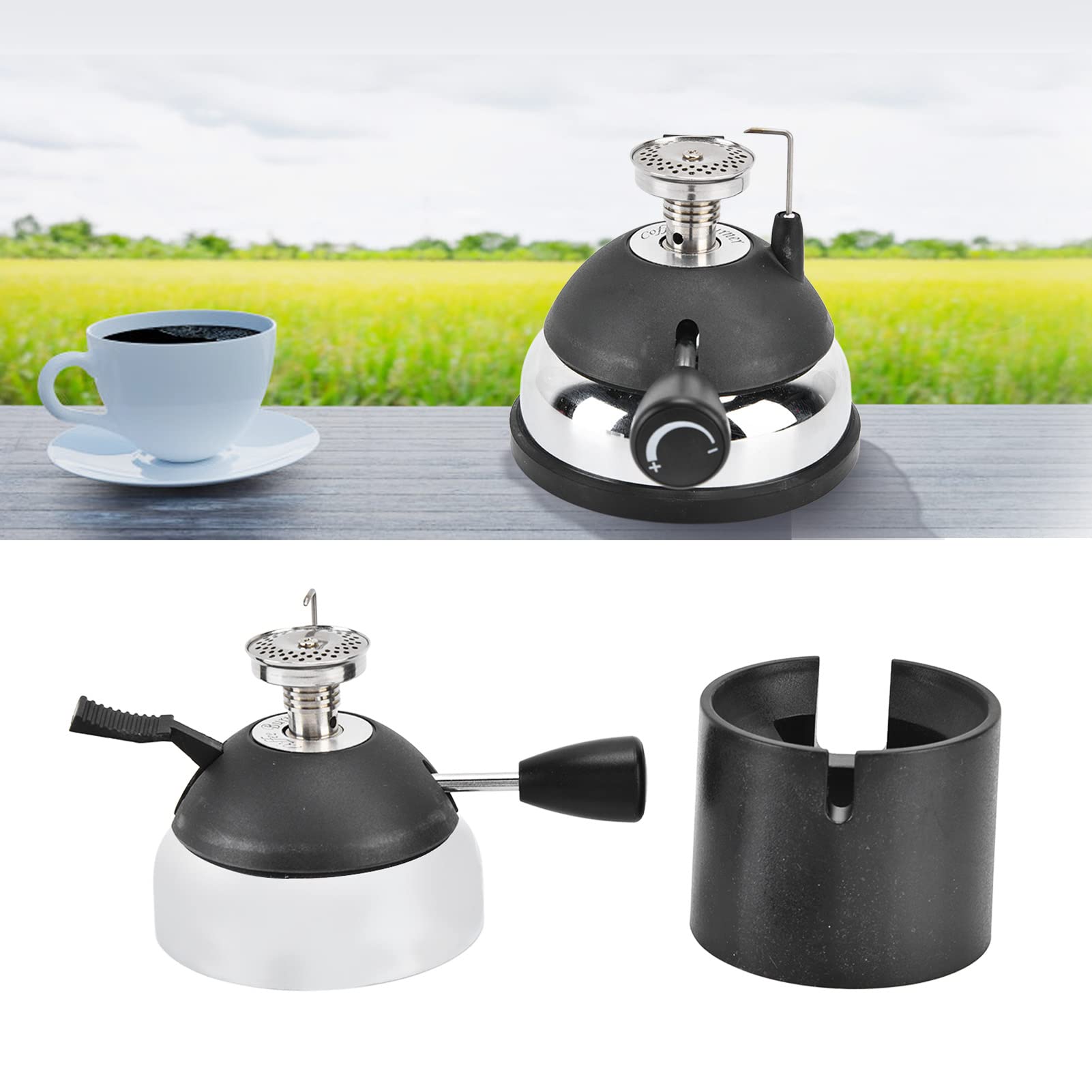 Portable Butane Tabletop Siphon Coffee Maker - Adjustable Flame Stainless Steel Mini Syphon Brewer for Camping, Travel & Outdoor Picnics - Perfect for Coffee Lovers On-The-Go