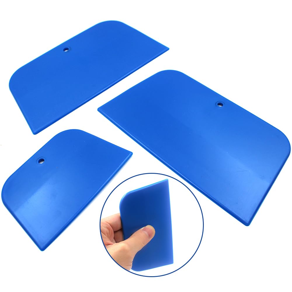 DaKuan 9-Piece Body Filler Spreader Set - 4, 5, 6 Inch Reusable Plastic Spatulas for Automotive Body Fillers, Putty, Glaze, Caulk & Paint Application (Blue) - Perfect for Auto Body Repair, DIY Projects & Professional Use