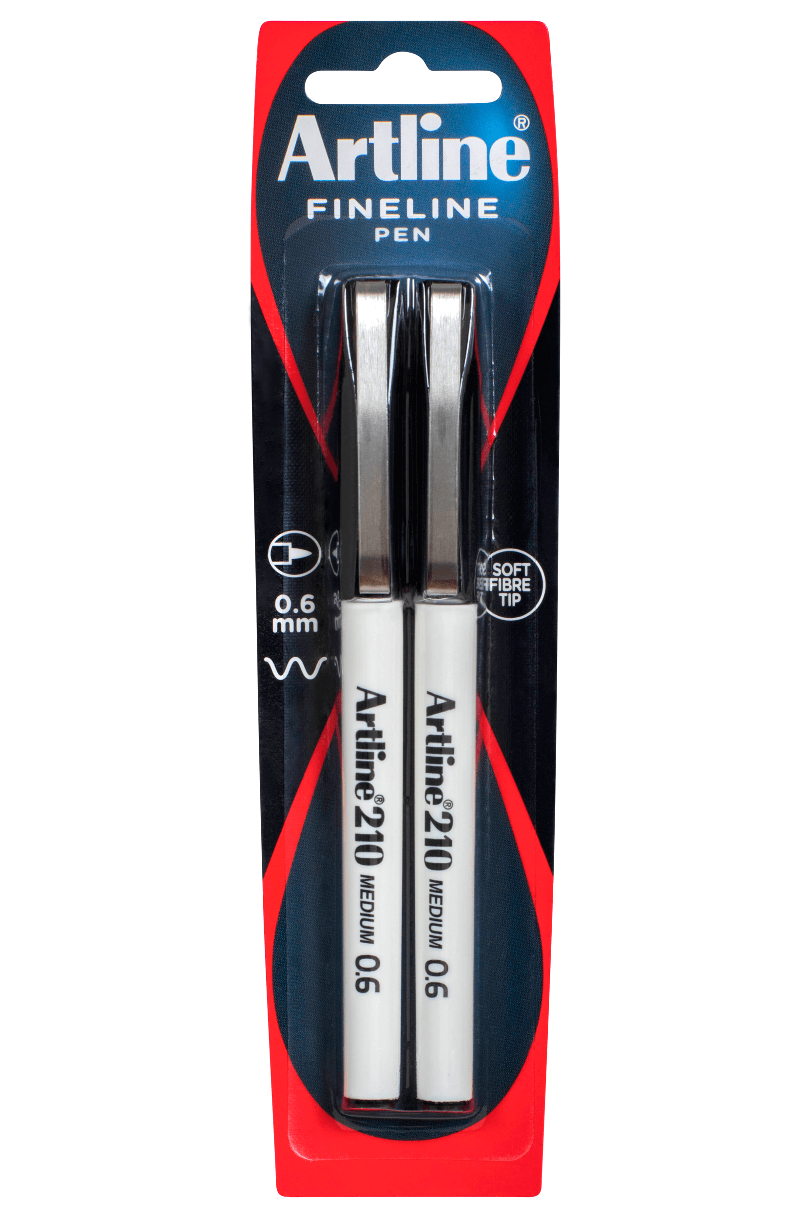 Artline 210 Fineliner Pen Set - 0.6mm Ultra Fine Tip Black Marker Pens (2-Pack) for Sketching, Journaling & Note Taking - Perfect for Artists, Students & Office Use