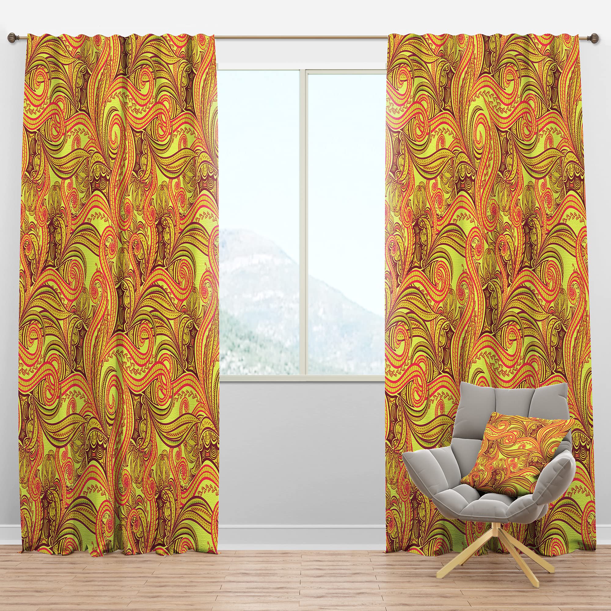 DesignQ Blackout Curtains - Ethnic Abstract Pattern Thermal Insulated Single Panel (52x84) - Perfect for Bedroom & Living Room - Blocks Light & Noise for Better Sleep & Privacy