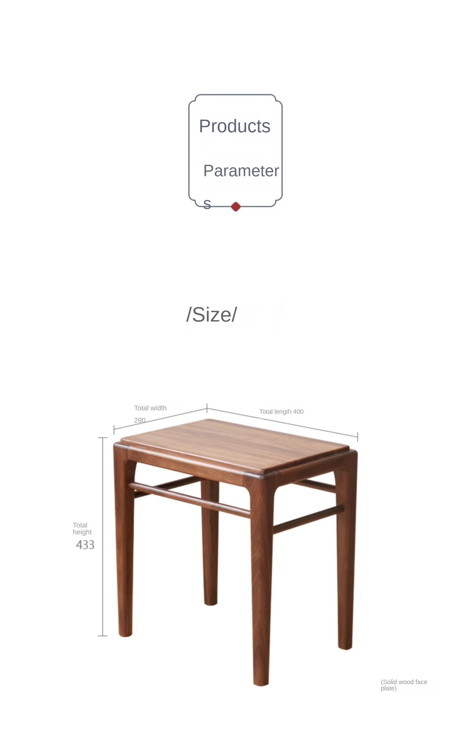 Solid Black Walnut Wood Makeup Stool - Durable & Stylish Vanity Seat for Bedroom, Bathroom, or Dressing Room