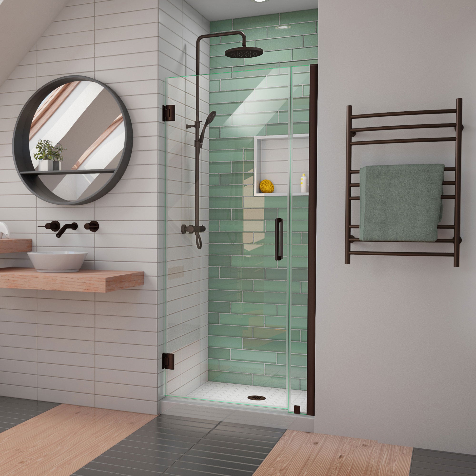 DreamLine Unidoor LS 33-34 Inch W x 72 Inch H Frameless Hinged Shower Door - Perfect for Modern Bathroom Renovations & Spa-Like Showers