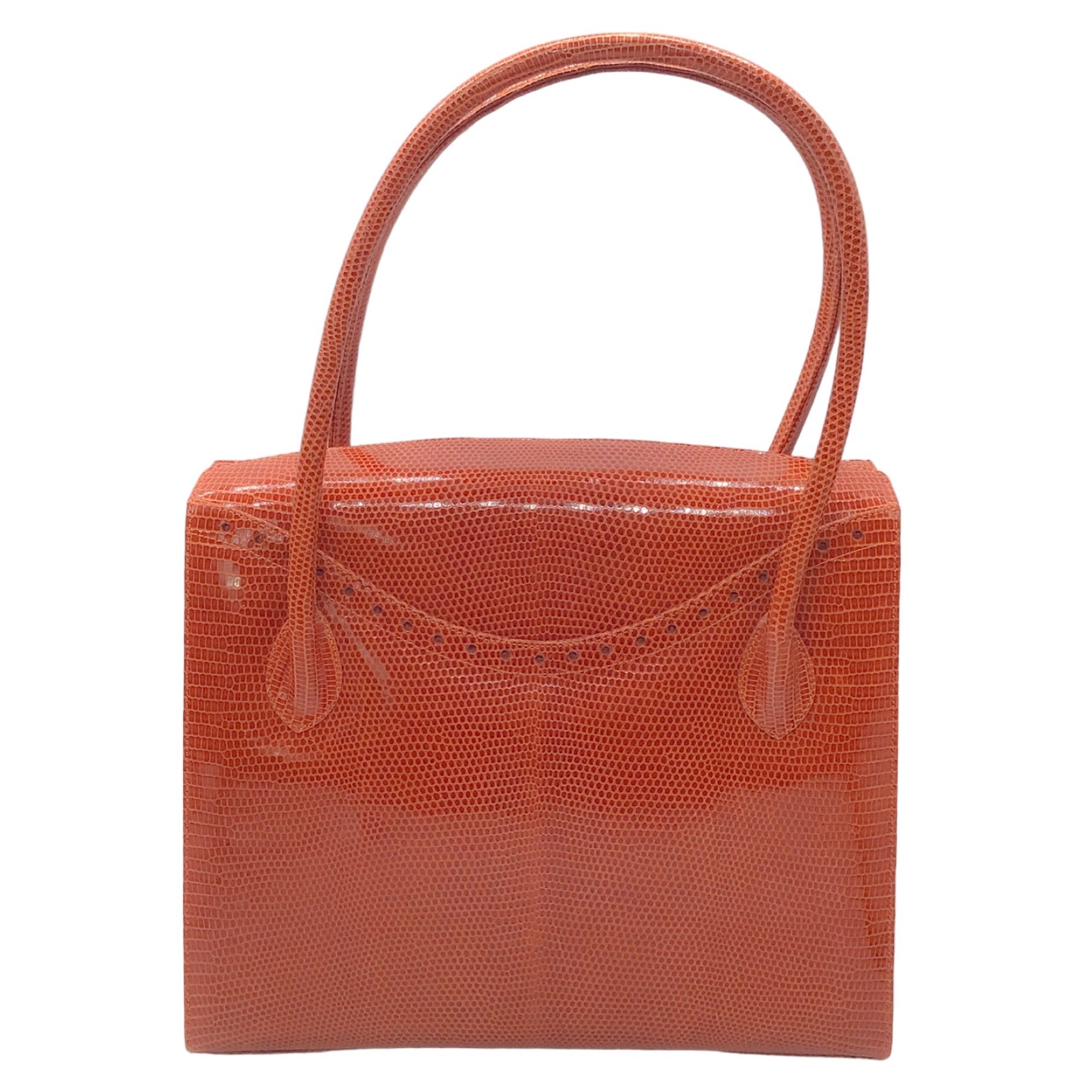 Darby Scott Dark Orange Lizard Skin Leather Thompson Tote Handbag for Women - Stylish Designer Purse for Work, Travel & Everyday Use