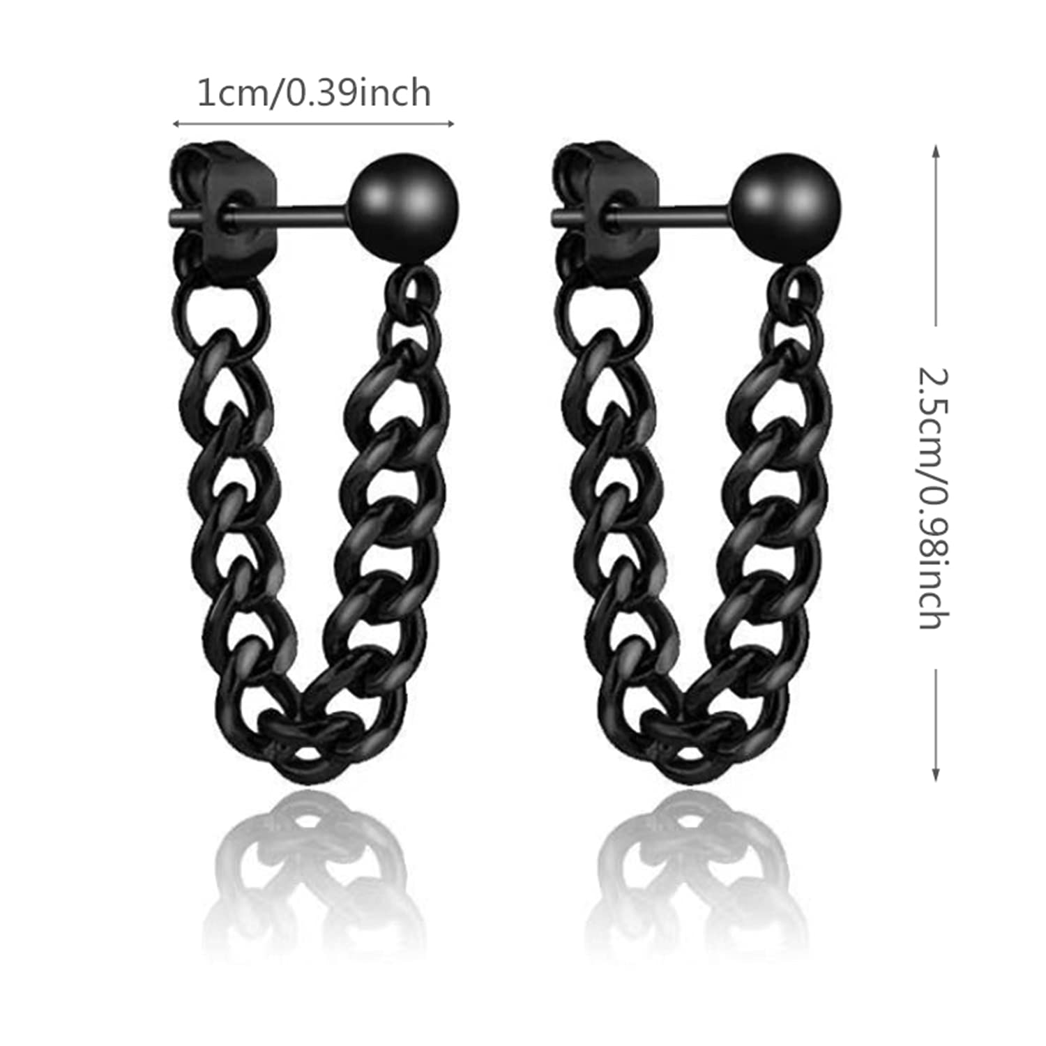 Unique Punk Chain Tassel Ball Stud Earrings - Silver Drop Dangle Earrings for Women & Men | Unisex Gothic Jewelry | Perfect for Concerts, Parties & Alternative Fashion