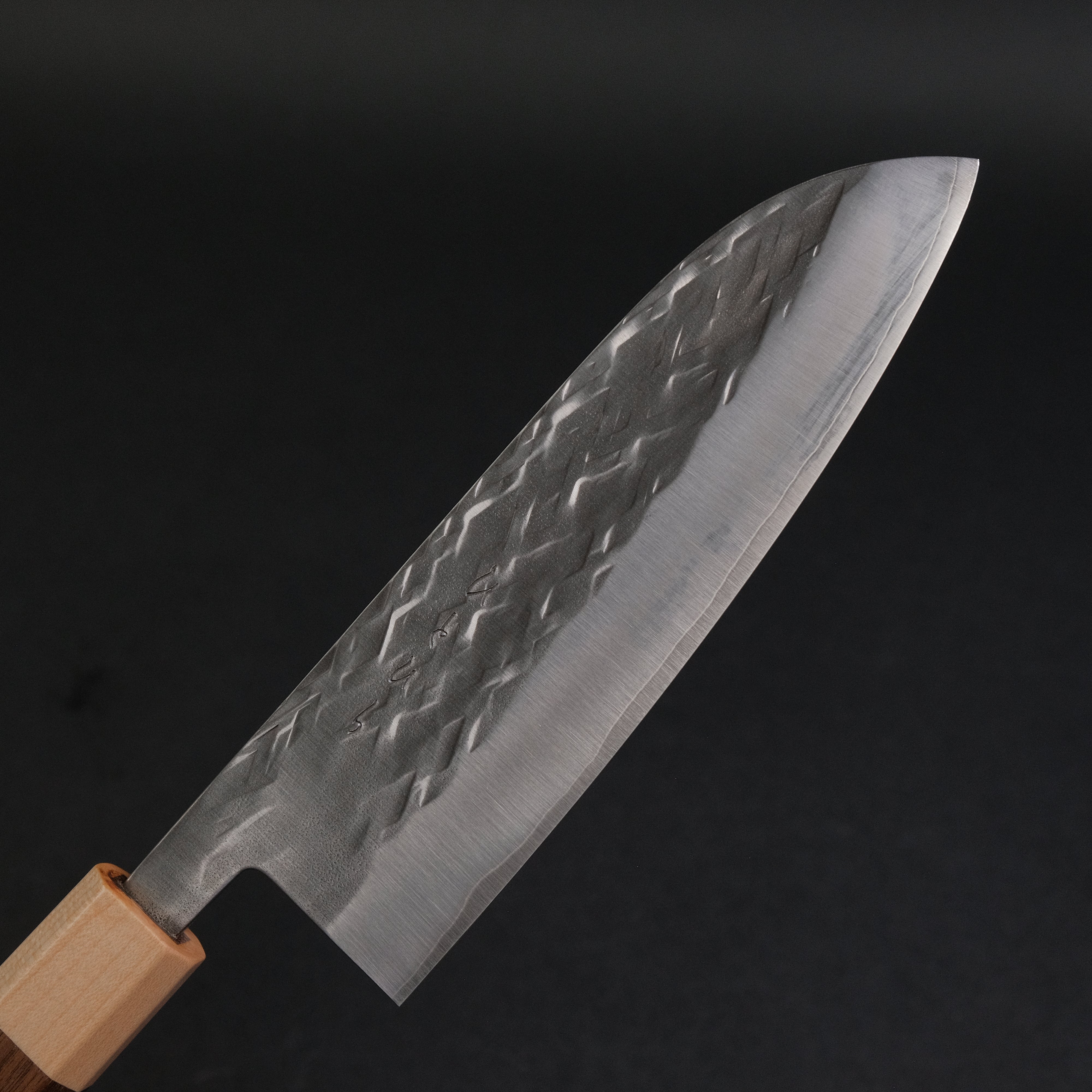 Hitohira TD SLD Tsuchime Santoku Knife 165mm with Walnut Handle - Premium Japanese Kitchen Knife for Slicing, Dicing, and Chopping Vegetables, Meat, and Fish