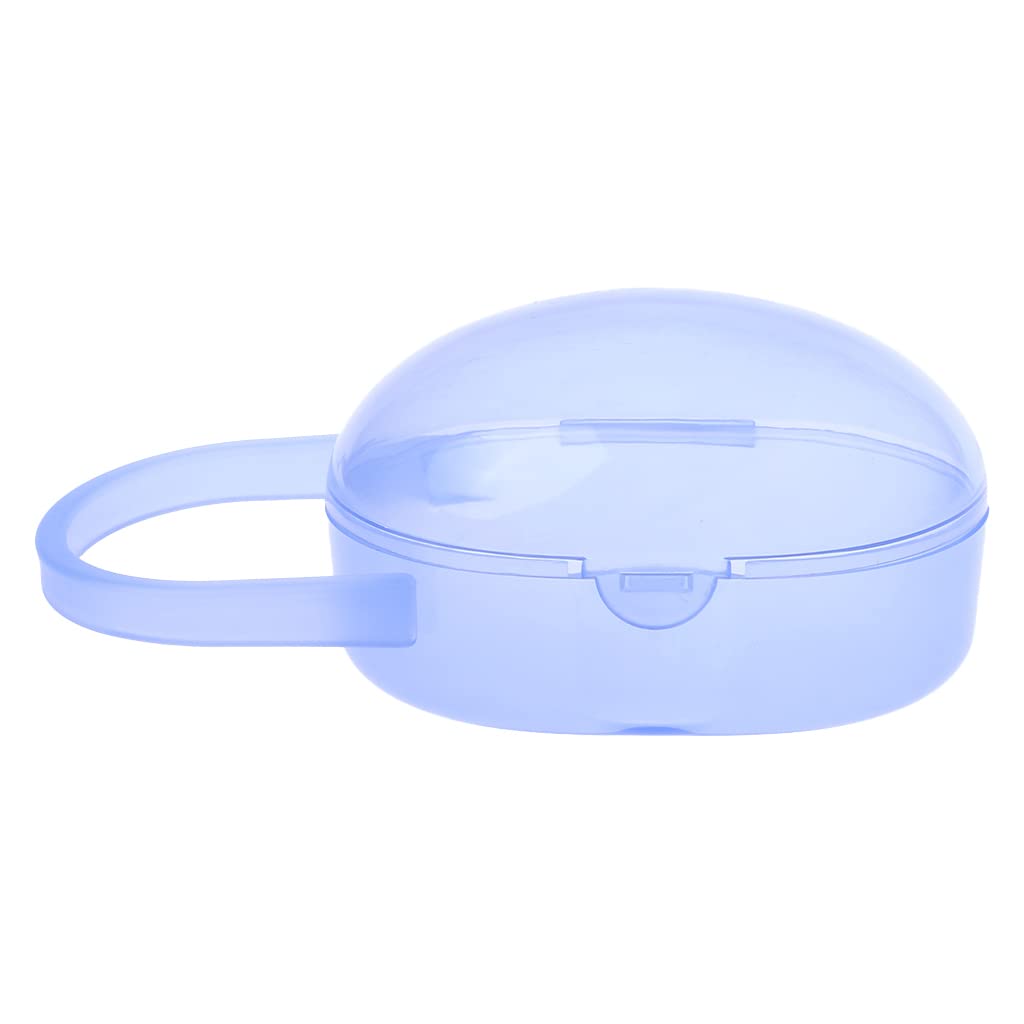 Maxtonser Baby Pacifier Storage Box - Cartoon Pattern Transparent Dustproof Pacifier Case with Lid - Portable Nipple Holder for Travel, Daycare & Home Use (Blue)