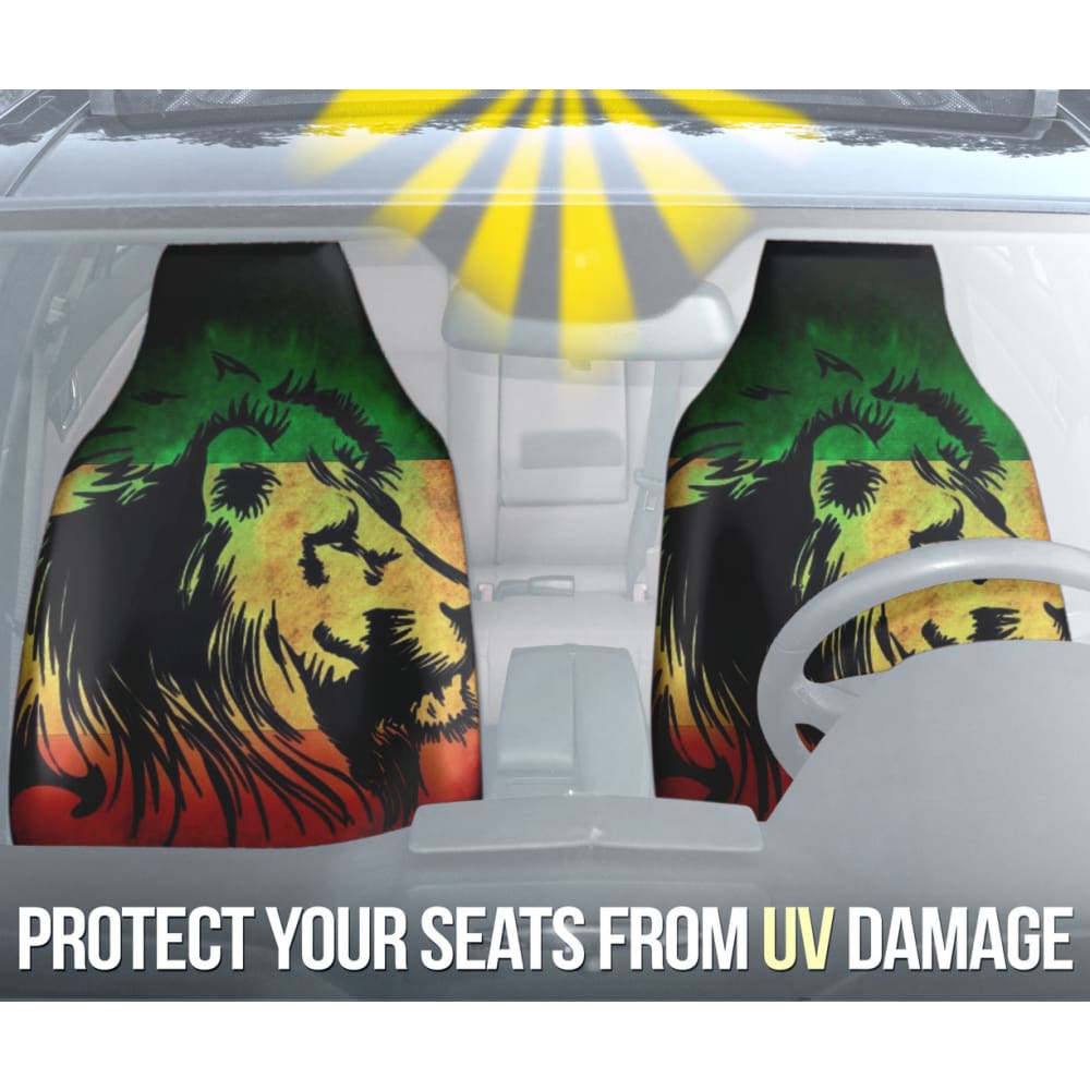 Reggae Rasta Lion Car Seat Covers - Custom Fit for Most Vehicles | Unique Gift for Music Lovers & Car Enthusiasts | Perfect for Road Trips, Daily Commutes & Jamaican Culture Fans