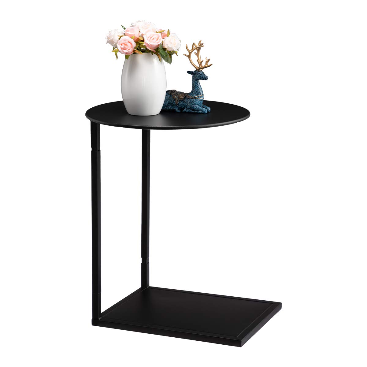 HollyHOME Round & Rectangle Metal End Side Table - Rustproof Waterproof Modern Accent Table for Indoor & Outdoor Use - Sofa Table, Coffee Table, Nightstand - 18.03