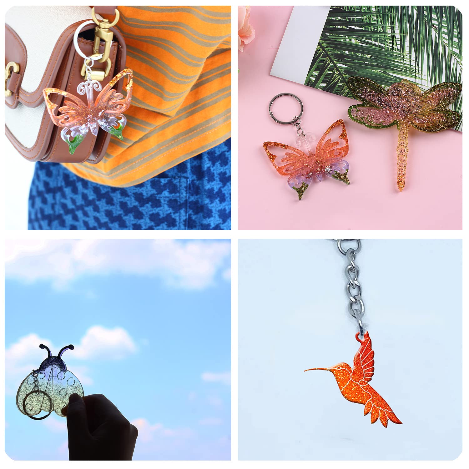 25-Piece Resin Molds Set for DIY Crafts - Dragonfly, Butterfly, Hummingbird & Bee Keychain Silicone Molds - Perfect for Resin Jewelry, Keychains & Home Decor Gifts