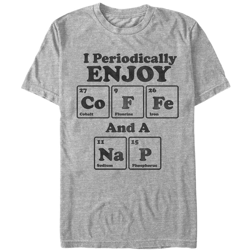 Lost Gods Periodic Table T-Shirt for Men - Athletic Heather - XL for Coffee Lovers