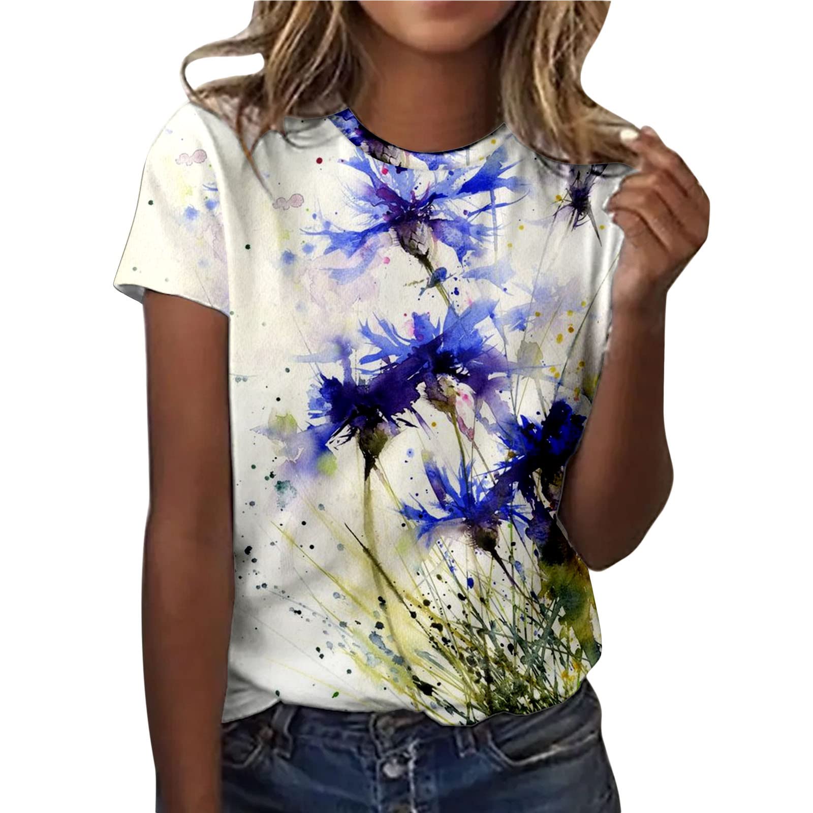 Women's Cute Short Sleeve T-Shirts - Striped Color Block & Leopard Print Casual Tops for Workout, Lounge & Everyday Wear | Trendy Summer Tees