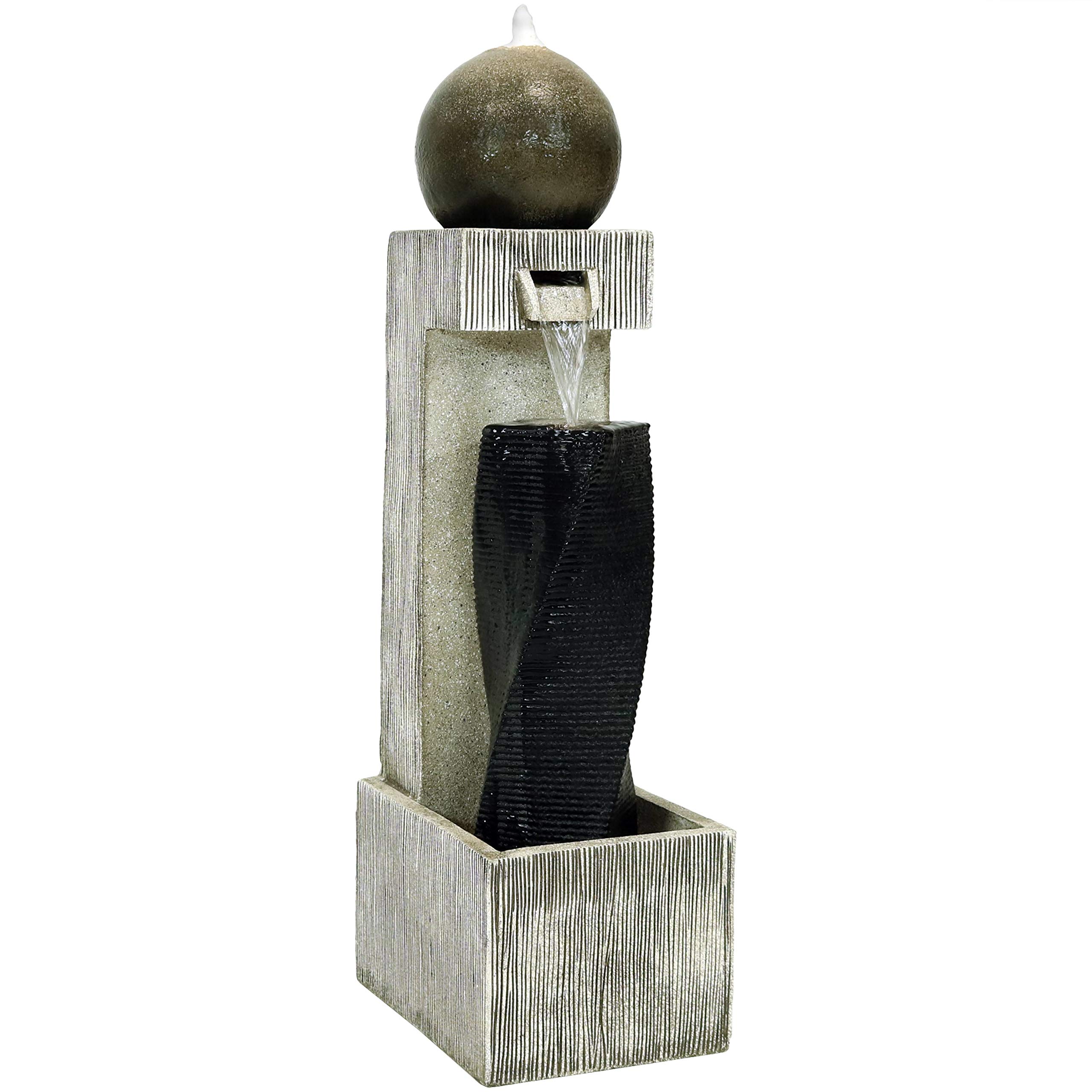 35-Inch Modern Outdoor Water Fountain with LED Lights & Adjustable Flow Pump - Perfect for Garden, Patio, and Backyard Decor