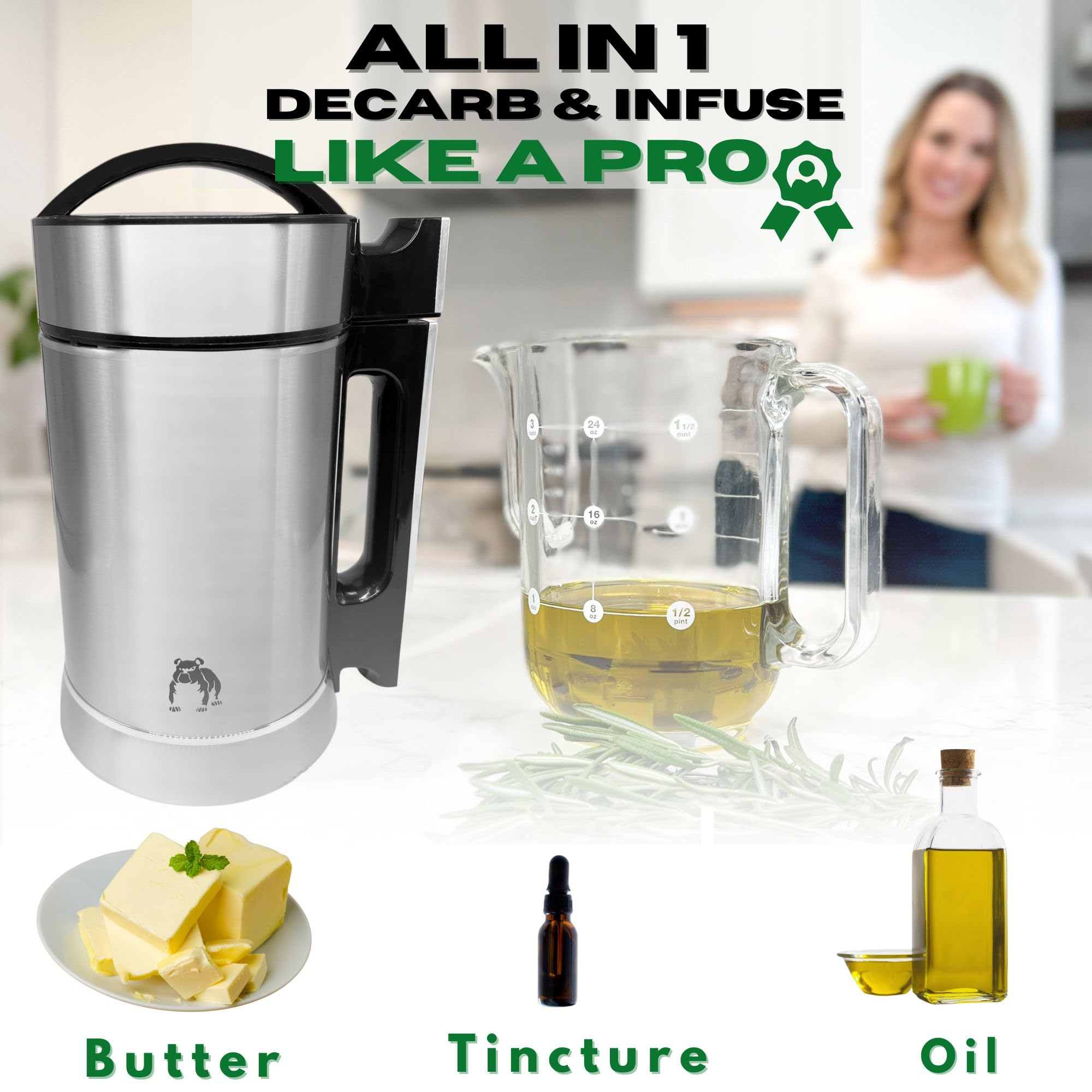 2 in 1 Decarboxylator and Infuser Machine - Electric Butter Maker & Oil Infuser for Homemade Gummies, Edibles & Tinctures | Includes Free Recipe eBook | Perfect for DIY Cannabis Cooking & Herbal Extractions