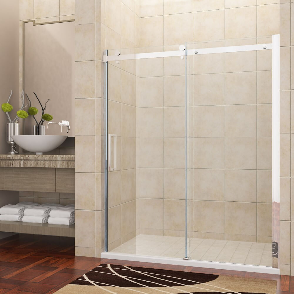Frameless Sliding Shower Door - Adjustable Elegant Glass Enclosure for Modern Bathrooms | Perfect for Spa-Like Showers and Space-Saving Bathroom Designs