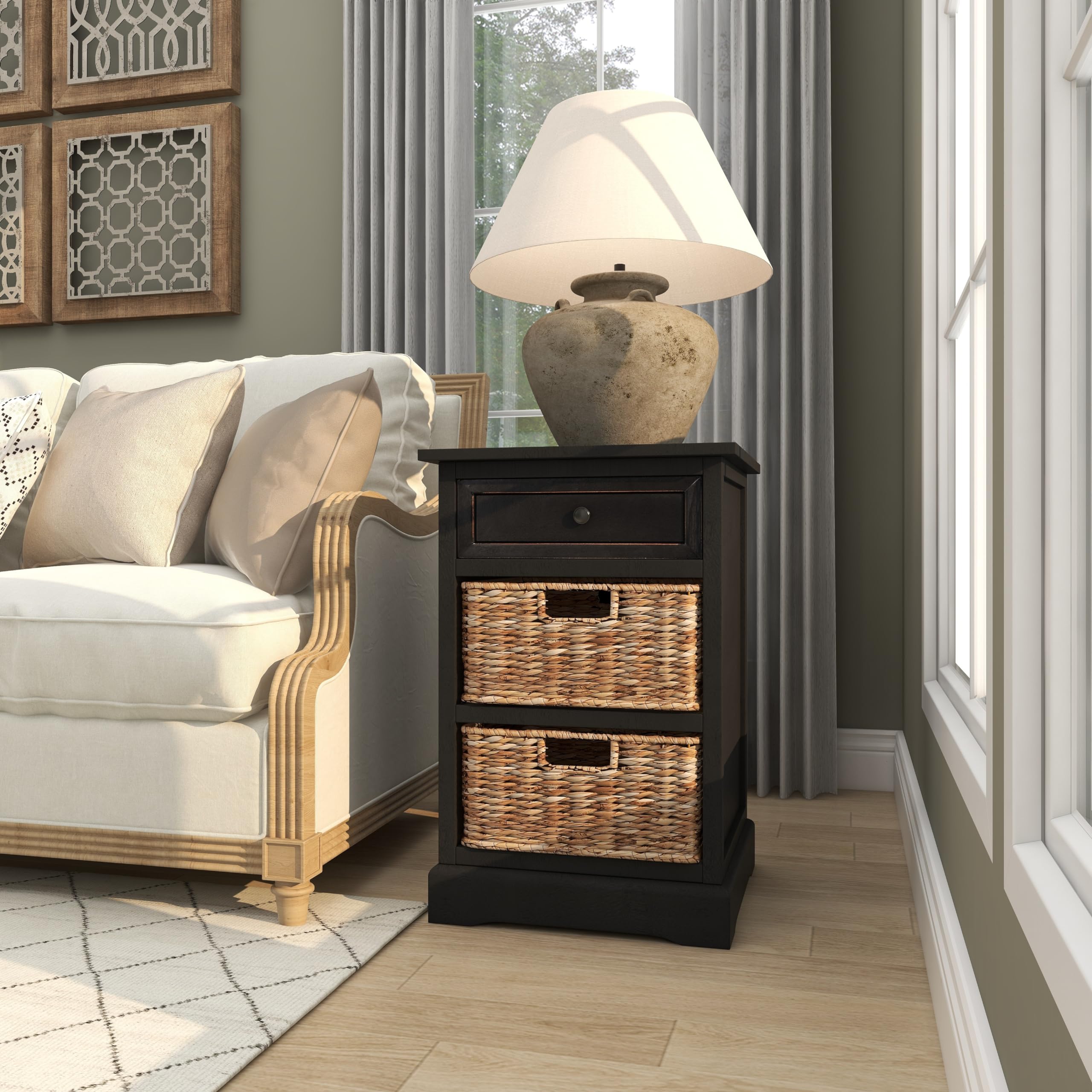 Deco 79 Farmhouse Wood Storage Unit - Large Size Black Wooden Cabinet for Home Organization | Perfect for Living Room, Bedroom & Entryway Storage